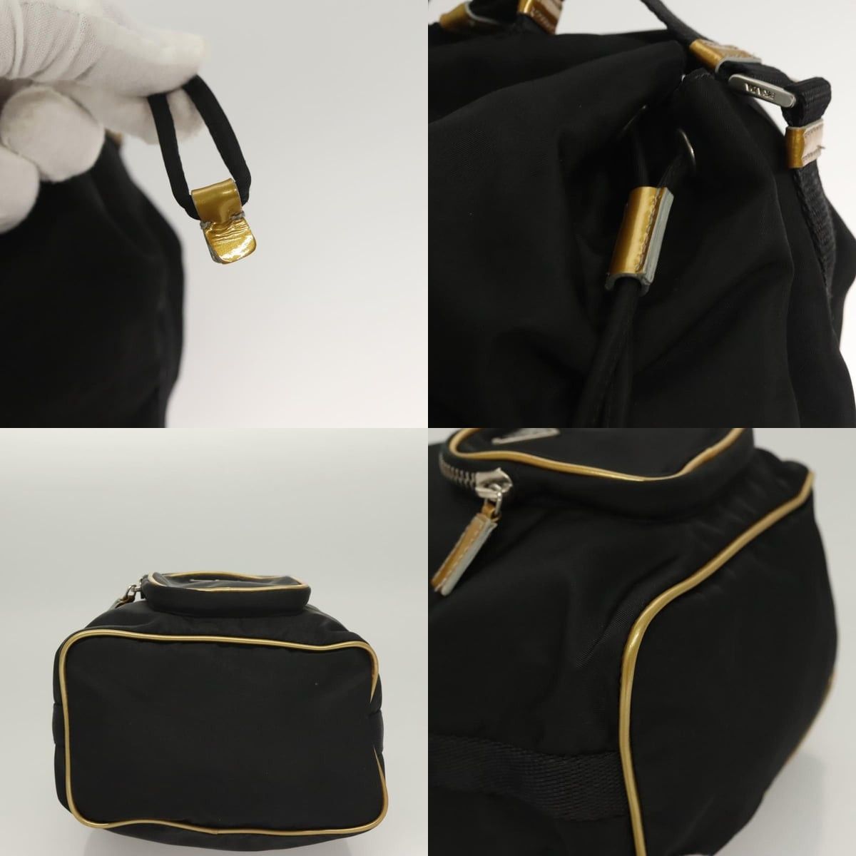 Prada PRADA Hand Bag Nylon Black Gold Size ONE SIZE - 10 Thumbnail
