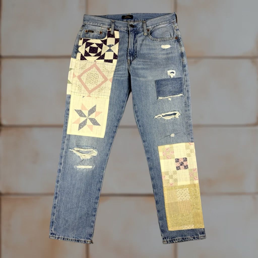 Polo Ralph Lauren Polo Ralph Lauren Jeans Women’s 27 Blue Denim Patchwork Avery Boyfriend Regular Inseam 26 Women Mens Size 27" / US 4 / IT 40 - 1 Thumbnail