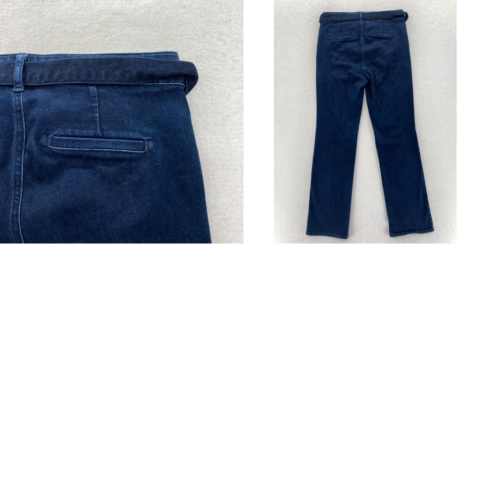 NYDJ NYDJ Marilyn Straight Jeans Women's 8 Dark Wash Blue Stretch Denim Tie Waist Size 30" / US 8 / IT 44 - 9 Thumbnail