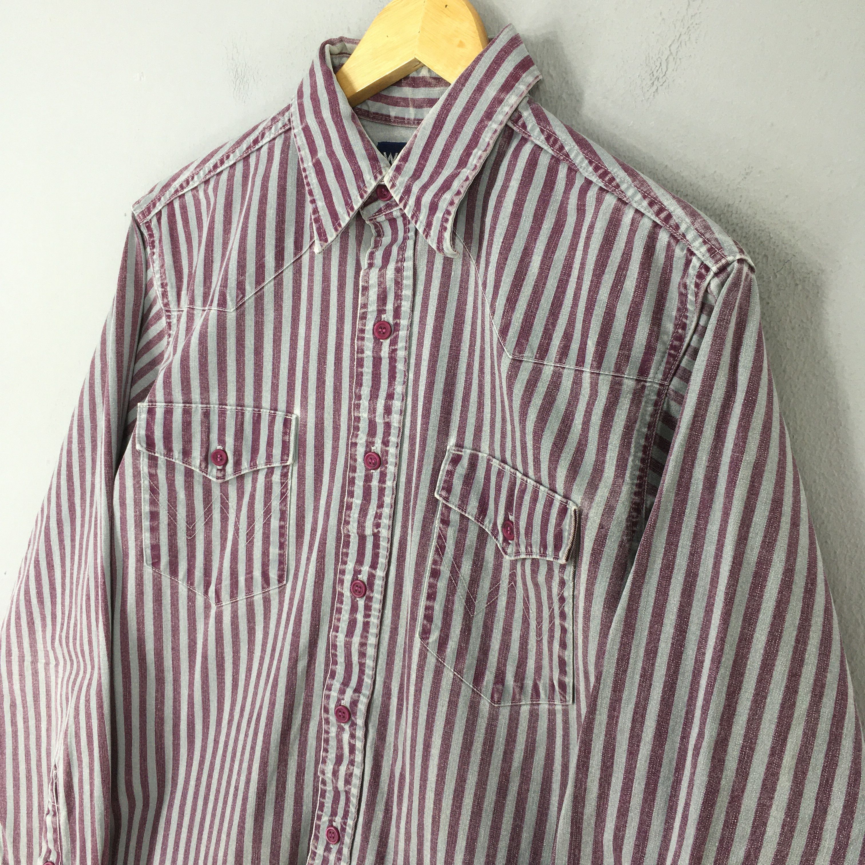 Wrangler Vintage Wrangler Vertical Striped Western Shirt Medium Size US M / EU 48-50 / 2 - 3 Thumbnail