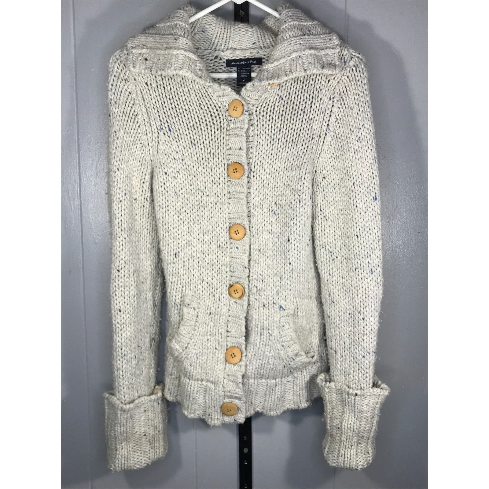 Abercrombie & Fitch Y2K Abercrombie Fitch Lambs Wool Button Chunky Cardigan Shaw Size M / US 6-8 / IT 42-44 - 1 Thumbnail