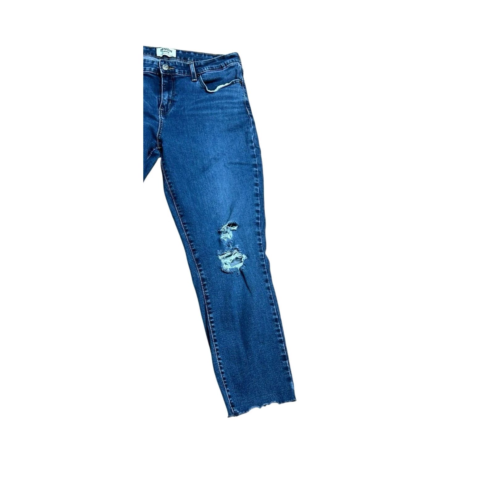 Denizen VINTAGE Denizen Levis Jeans Womens 14 Blue Modern Slim Frayed Crop Stretch Denim Pants Size 36" / US 14 / IT 50 - 3 Thumbnail