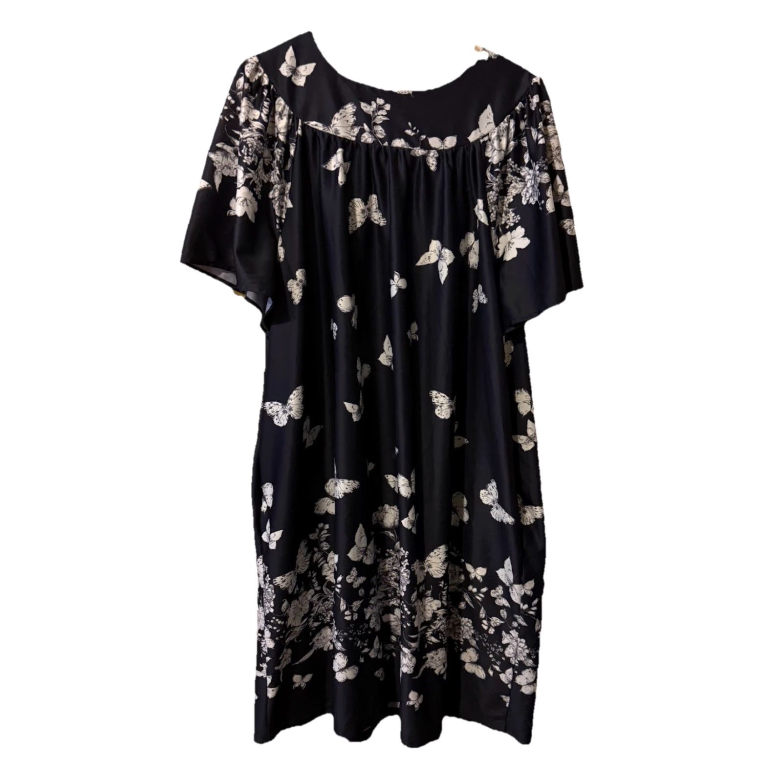 boho maxi dress amazon Empire Waist for Women Casual Loose Fit Flare Long Sleeve Smocked Ruffled Dress Vintage V Neck Printed Plus Size Swing Hem Flowy Floor Length Dress for Wedding Guest S measure This dress already been Colour:Black Look ! superstar @angelababyct
