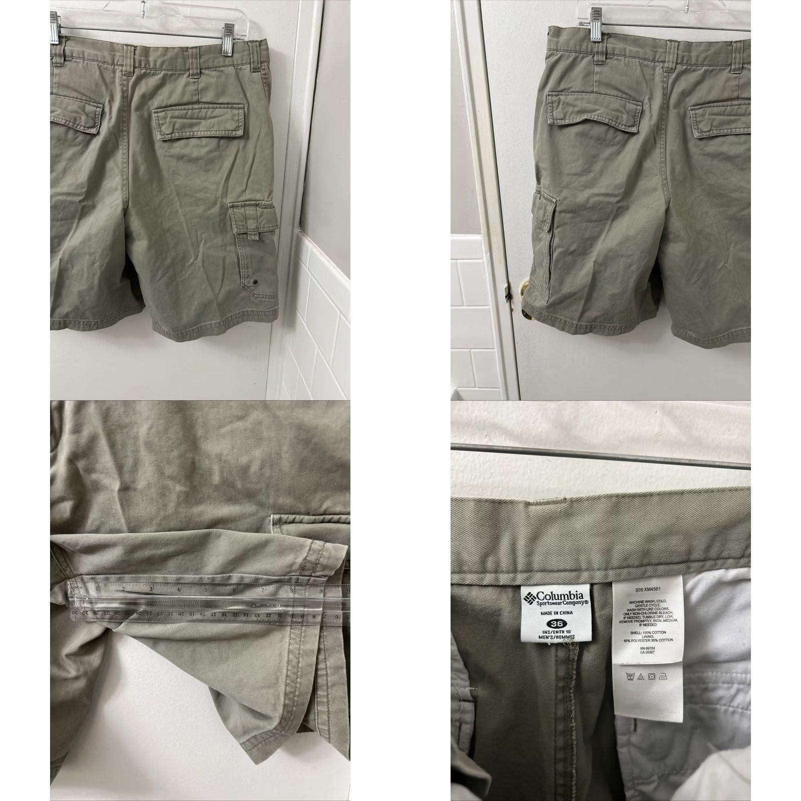Vintage Columbia Cargo Shorts Mens Size 36 Sage Green Cotton Twill Utility 9" Size US 36 / EU 52 - 8 Thumbnail