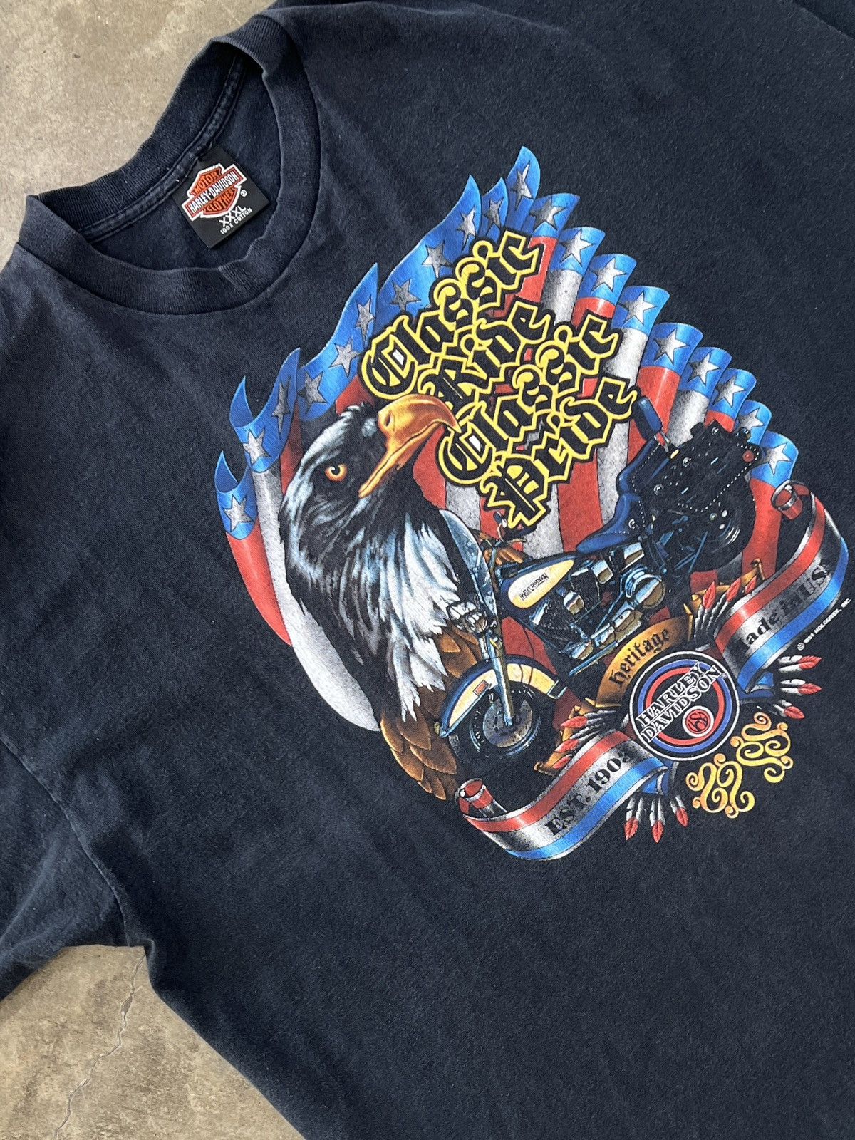 Harley Davidson Vintage 1991 Harley Davidson Classic Ride Eagle Tee XXXL Size US XXL / EU 58 / 5 - 1 Thumbnail