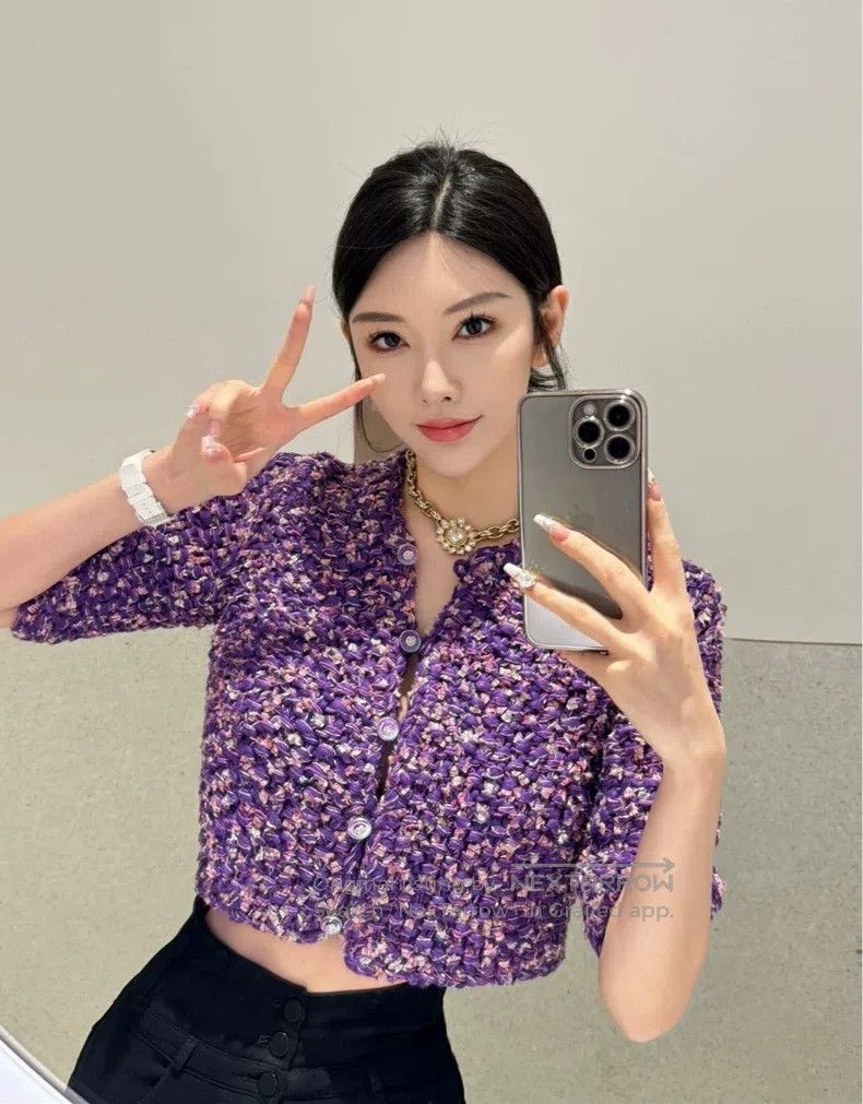 Chanel Chanel Purple tweed short sleeves Size XS / US 0-2 / IT 36-38 - 9 Thumbnail