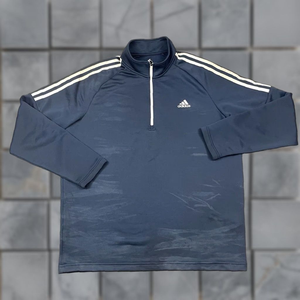 Adidas Adidas Shirt Men's L Blue 1/4 Zip Short Sleeve Golf Baseball Stripe Pullover Size US L / EU 52-54 / 3 - 1 Thumbnail