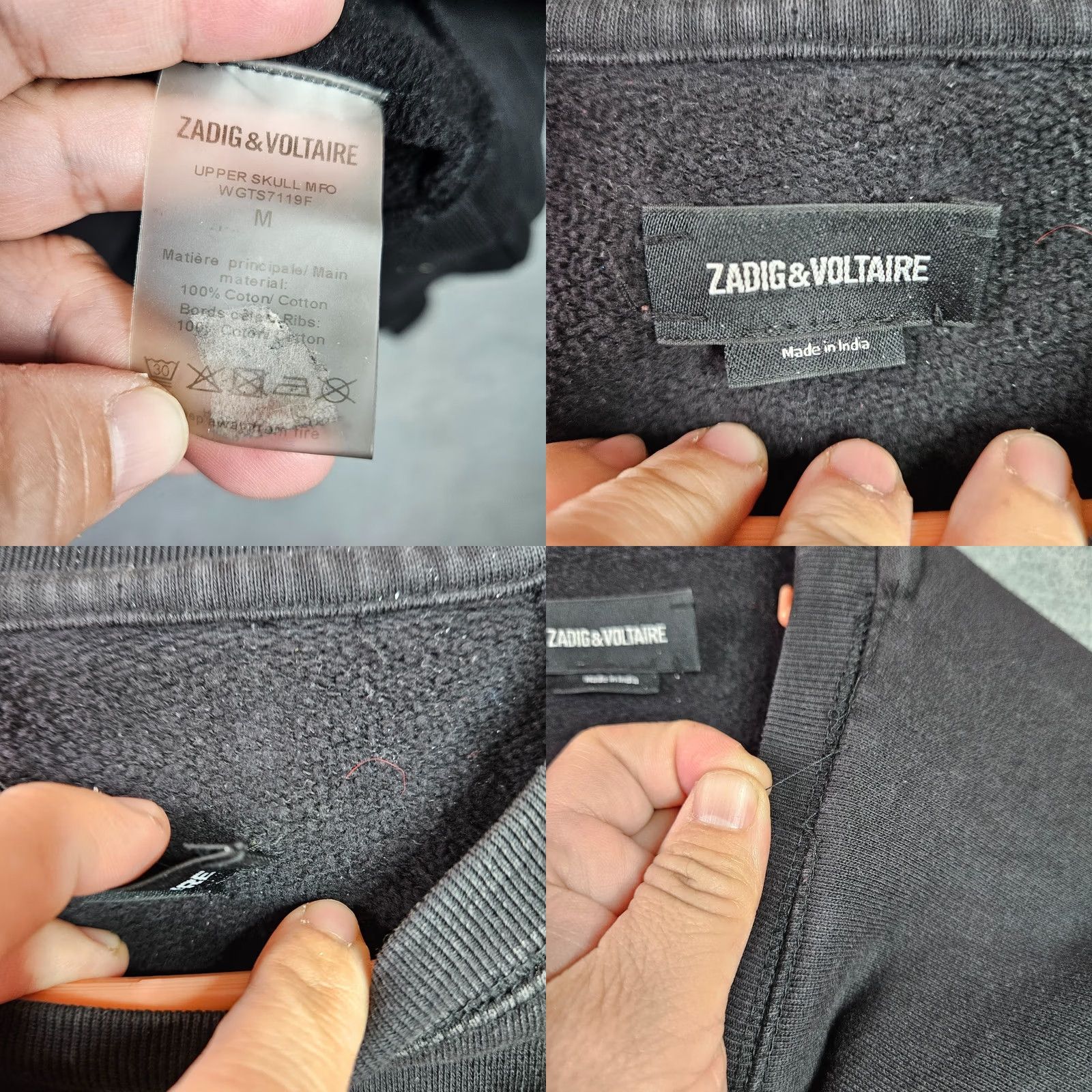 Zadig & Voltaire VINTAGE Zadig & Voltaire Upper Skull Sweatshirt Black Logo Pullover Women M Crew Neck, Raglan Sleeve, Cotton, All Seasons, Regular Fit Size M / US 6-8 / IT 42-44 - 8 Thumbnail
