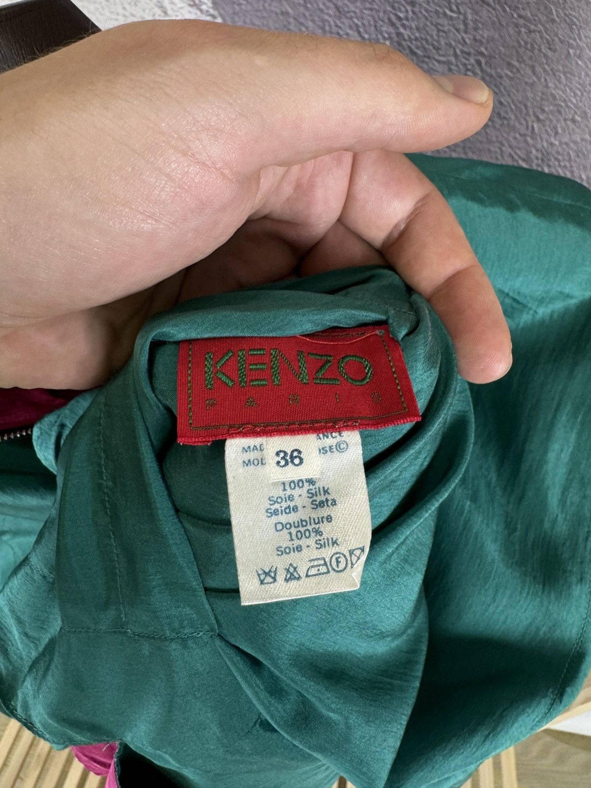 Kenzo Kenzo Paris vintage green pink silk reversible hooded jacket Size XS / US 0-2 / IT 36-38 - 9 Thumbnail