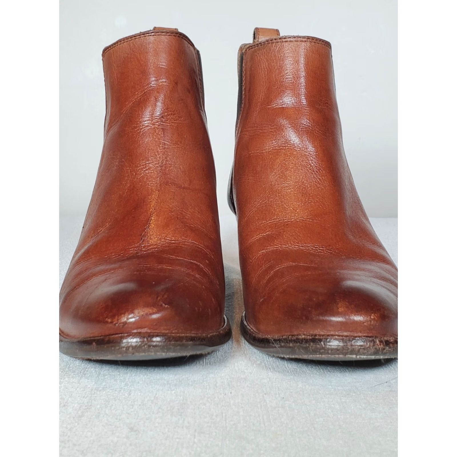 Frye FRYE Jackie Gore Stitching Horse Booties Brown Saddle Dakota Leather Women's US 8.5 B Chelsea Leather Boots Size US 9 / IT 39 - 7 Thumbnail