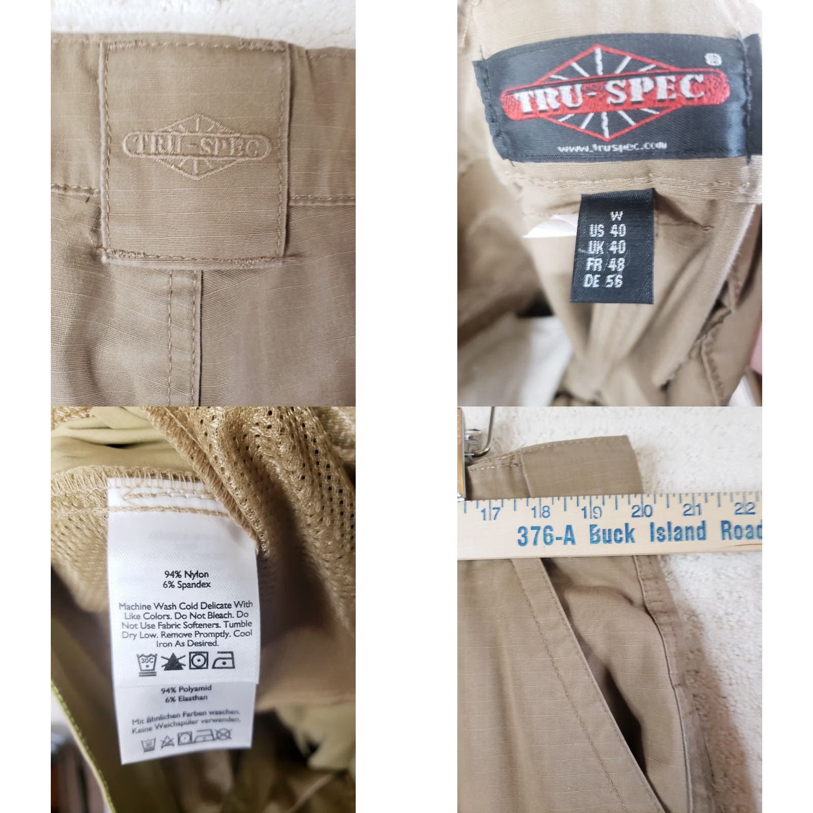 Vintage TRU-SPEC Men's Tactical Pants Beige 40 x 29 Flat Front Multiple Pockets Storage Size US 40 / EU 56 - 8 Thumbnail