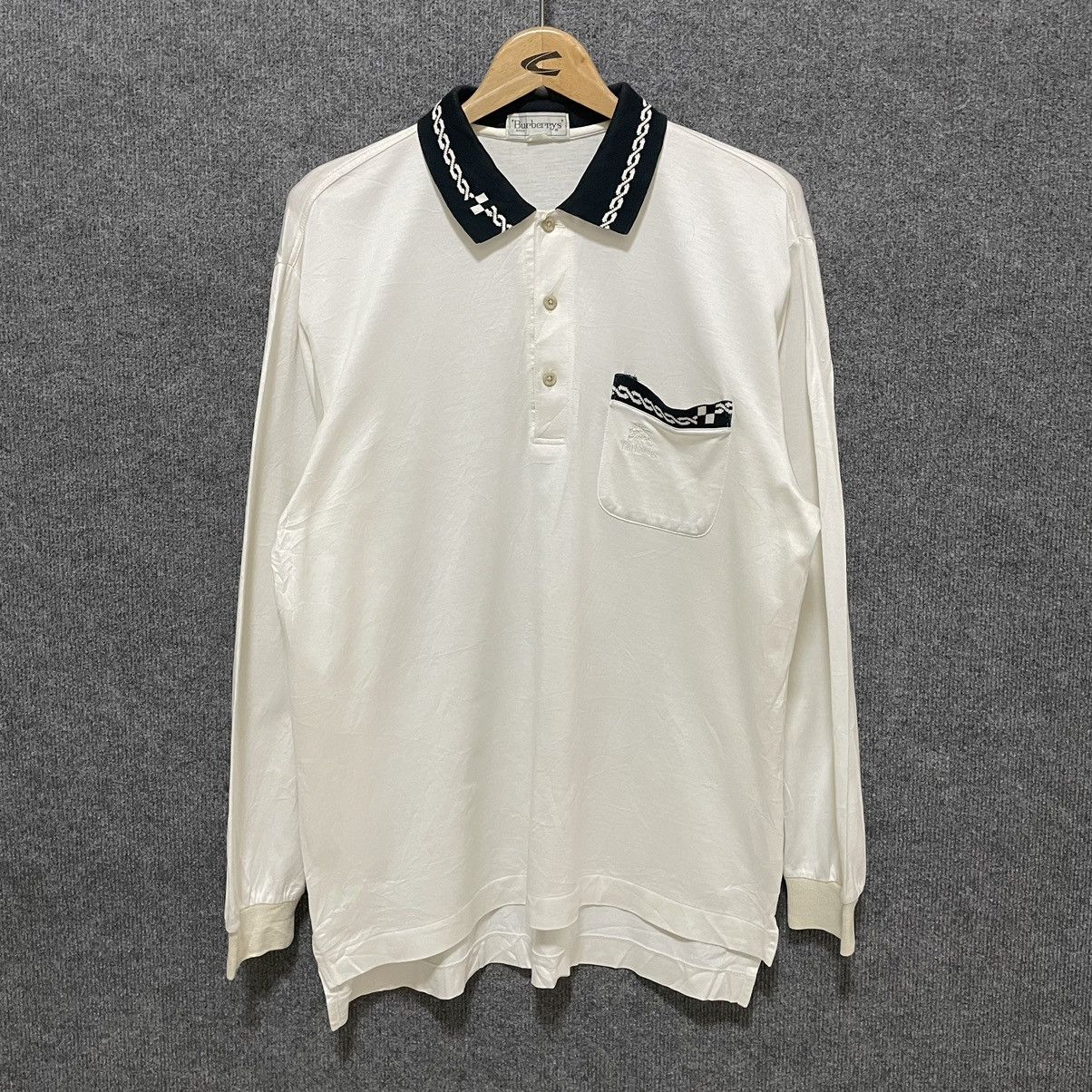 Burberry × Vintage Vintage 90s Burberry L/S Polo T Shirt Size US L / EU 52-54 / 3 - 1 Thumbnail