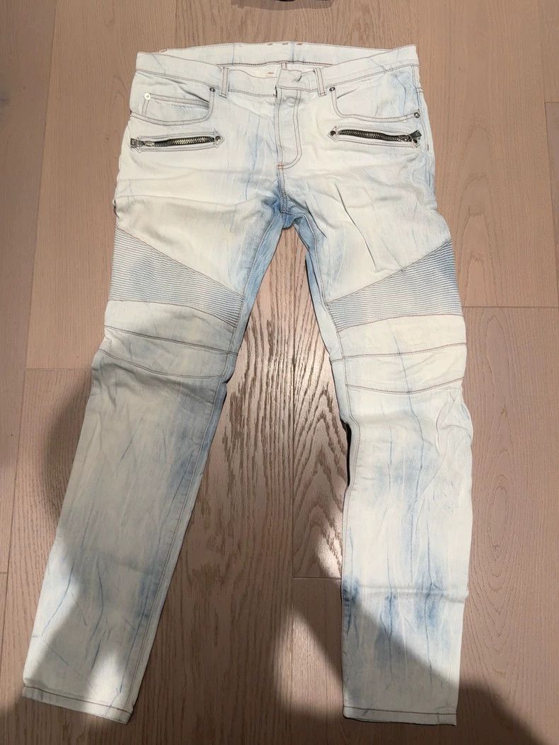 Balmain balmain white motorcycle denim pants size 33-dmc Size US 33 - 1 Thumbnail