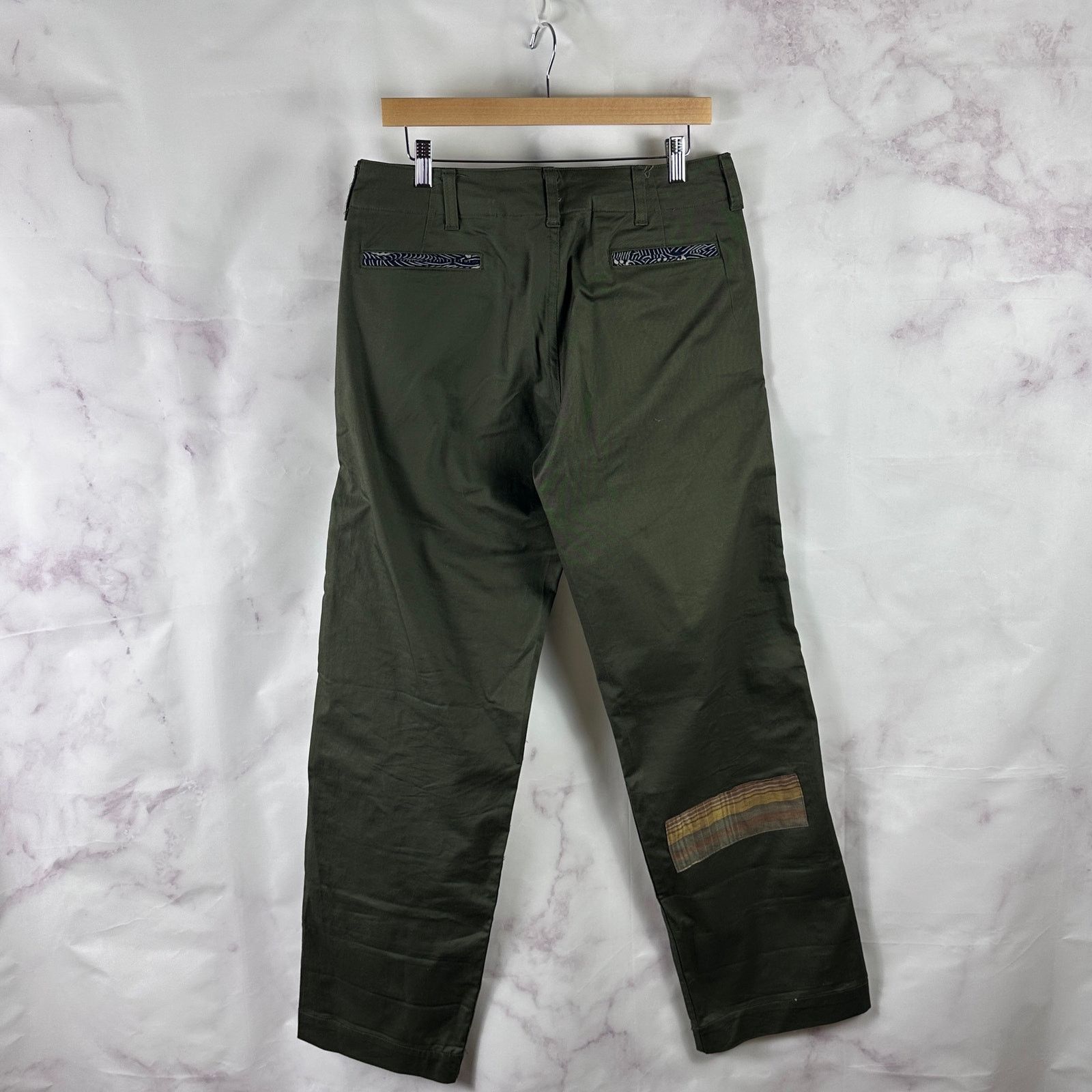 Kiriko Made Green Officer Patchwork Chino Pants Size US 30 / EU 46 - 6 Thumbnail