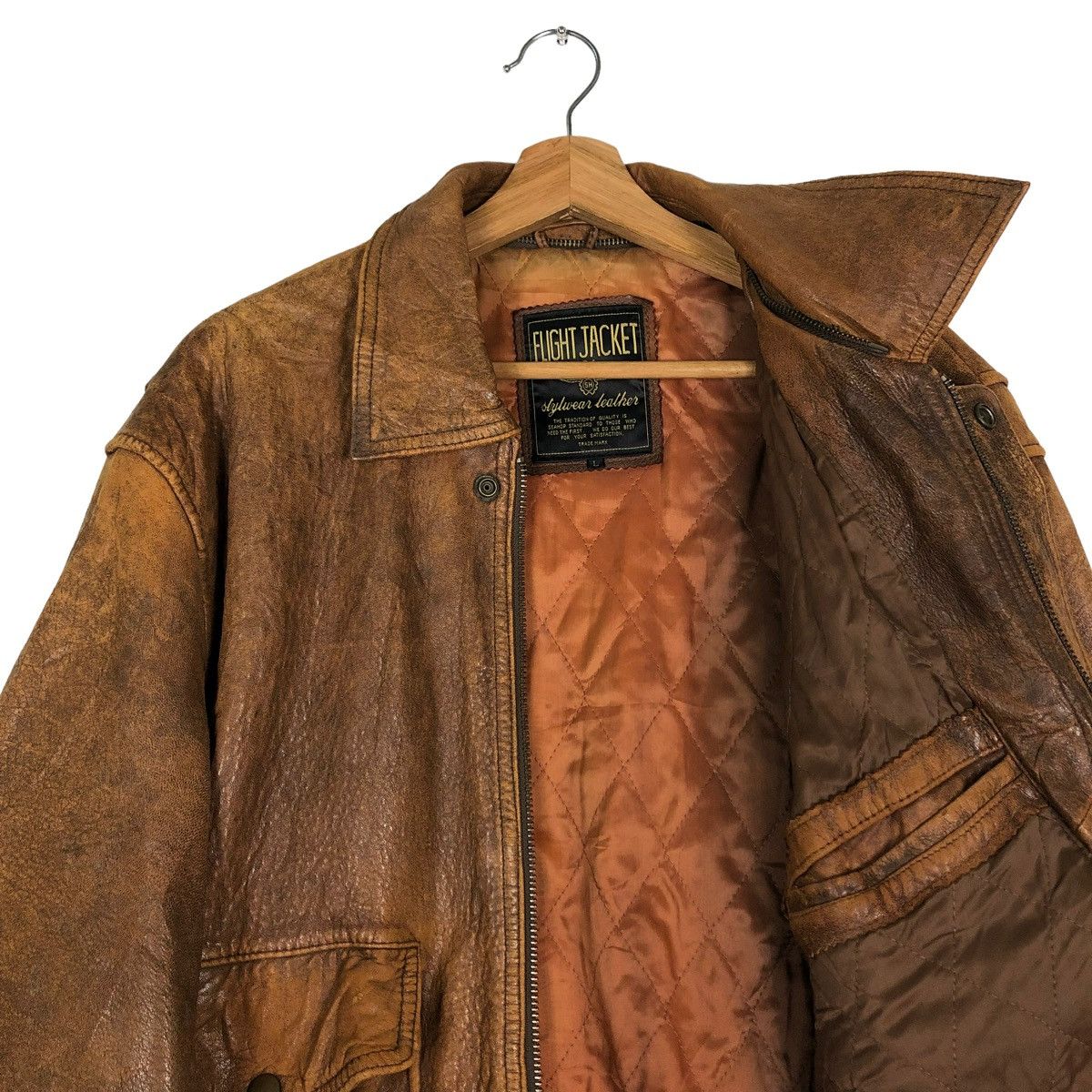 Vintage 🔥VINTAGE LEATHER FLIGHT JACKET USA STYLEWEAR LEATHER Size US L / EU 52-54 / 3 - 12 Thumbnail