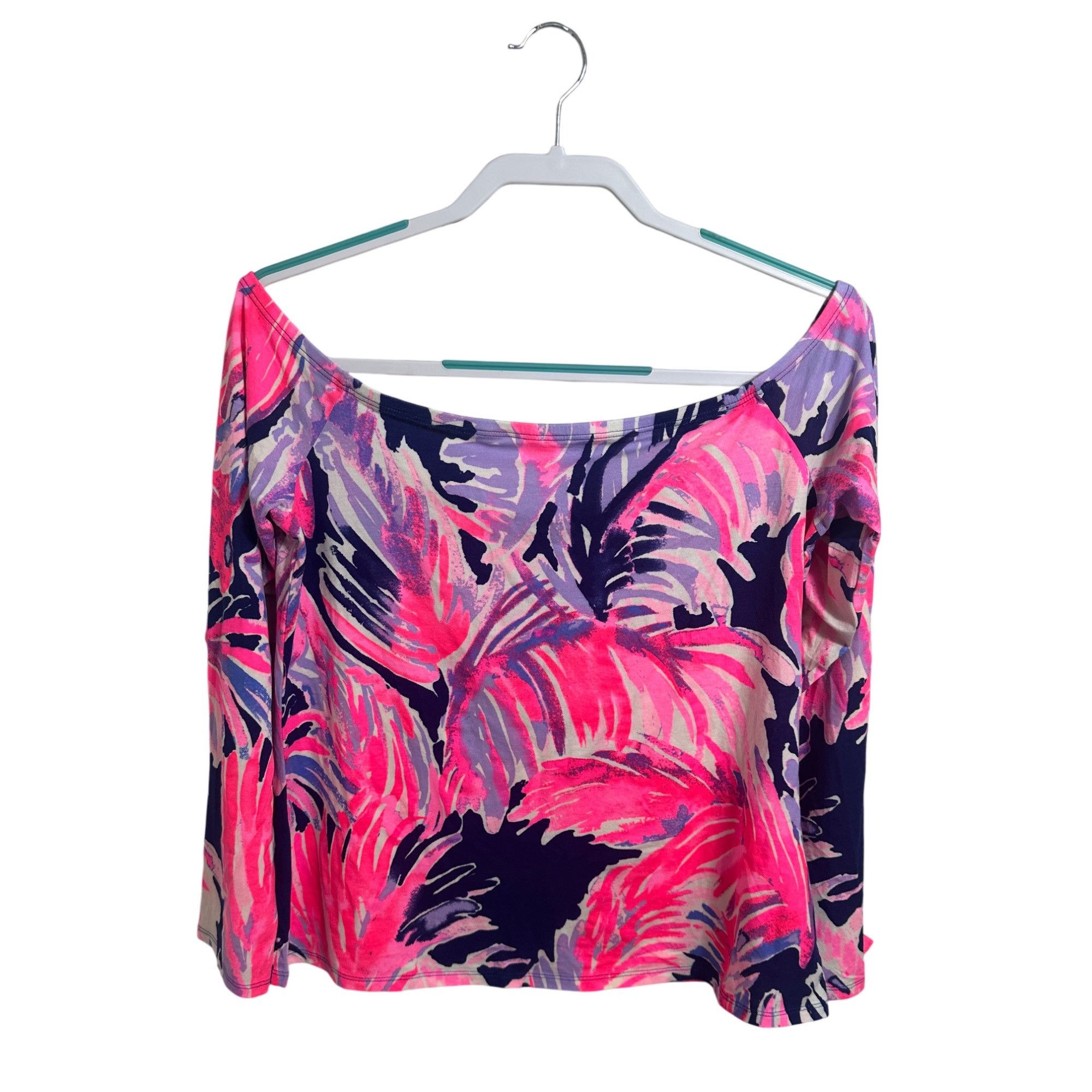 Lilly Pulitzer NWOT Lilly Pulitzer Audelia Off Shoulder Long Sleeve Top Mul Size L / US 10 / IT 46 - 4 Thumbnail