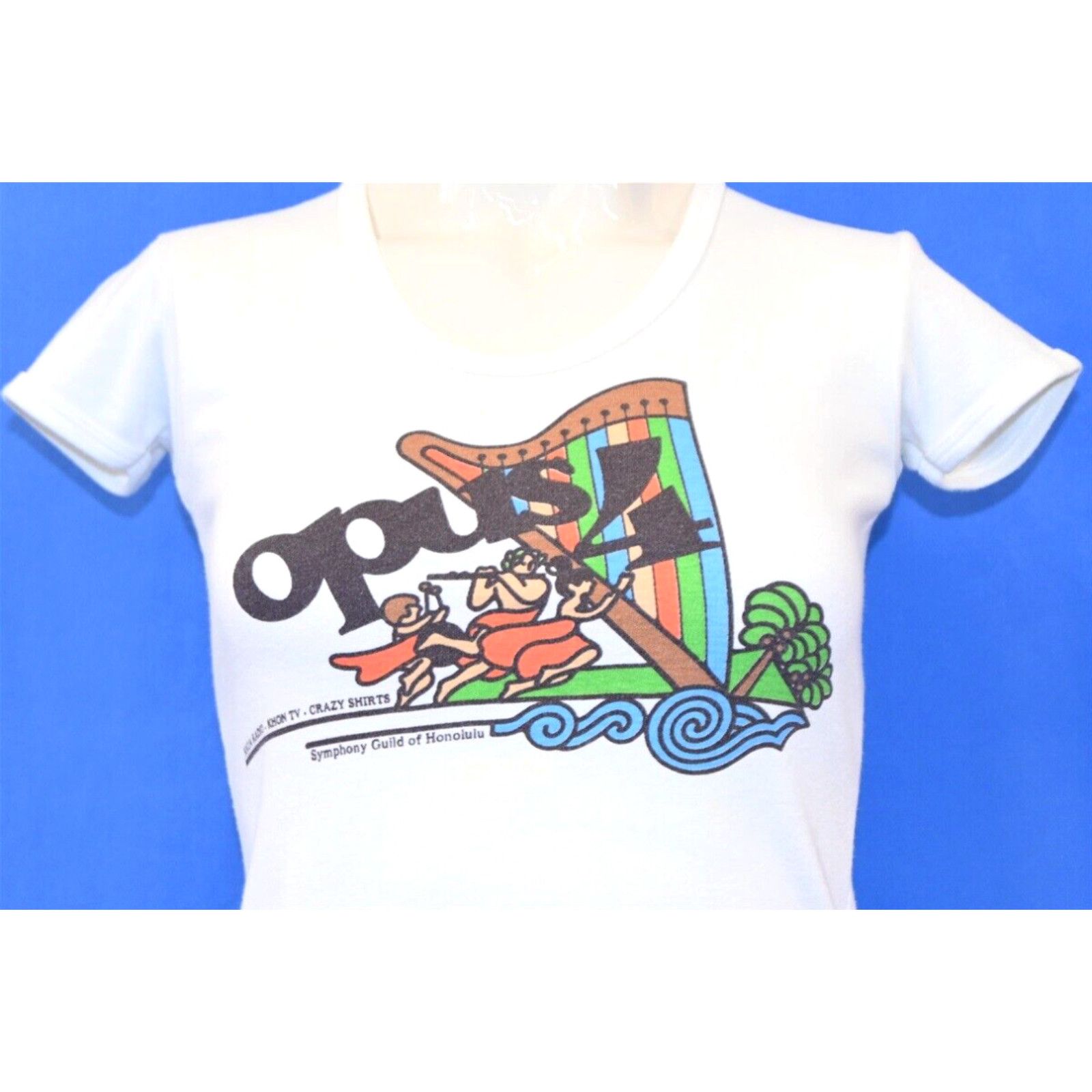 image of Vintage 80's Opus 4 Honolulu Symphony Crazy Shirts Women's T-Shirt Extra Small Xs in White