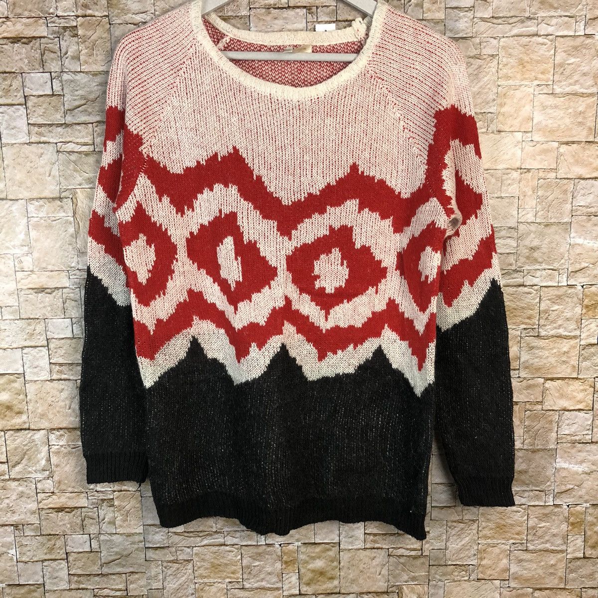 Homespun Knitwear × Japanese Brand KJ Collection Red Knitwear #A1107 Size M / US 6-8 / IT 42-44 - 3 Thumbnail