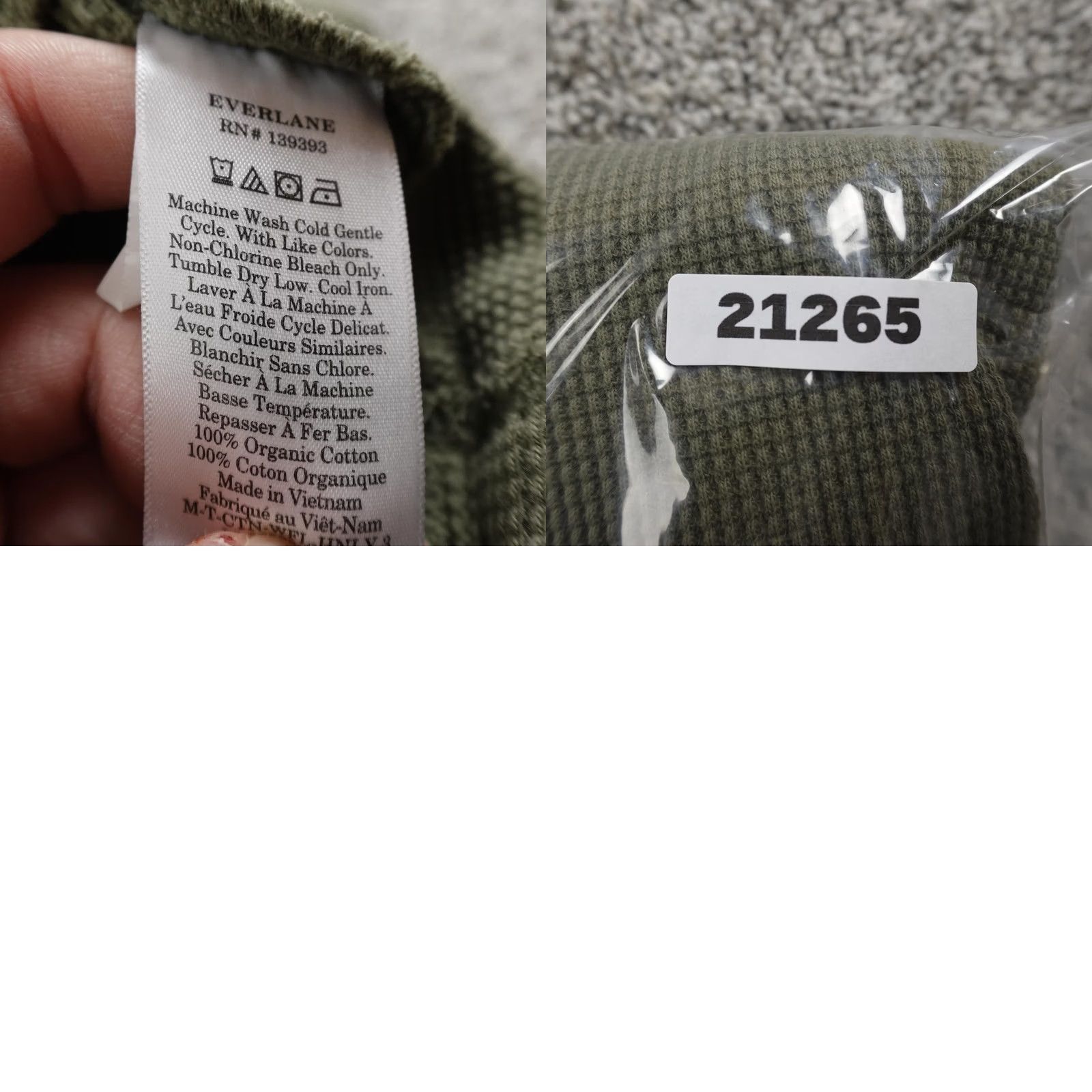Everlane Everlane Shirt Mens L Green Organic Cotton Waffle Thermal Henley Long Sleeve Size US L / EU 52-54 / 3 - 8 Thumbnail