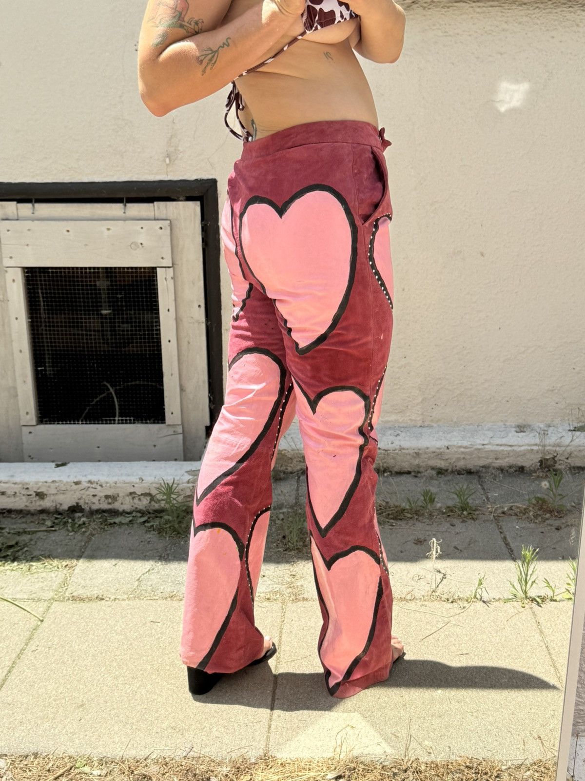 Vintage Hand Painted Suede Pants Size 32" / US 10 / IT 46 - 5 Thumbnail