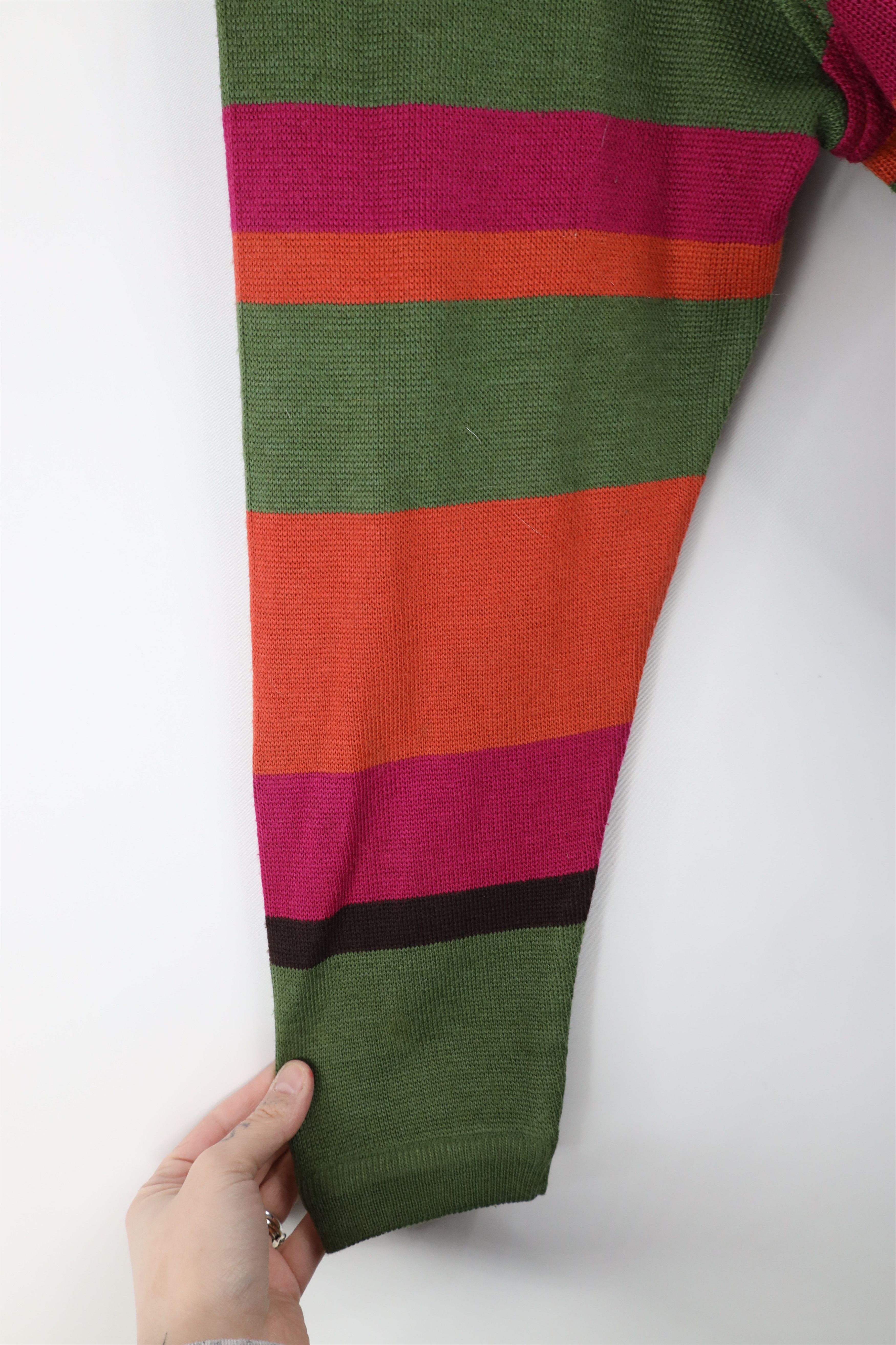 Vintage Vintage 90s Streetwear Rainbow Striped Top Button Sweater Size S / US 4 / IT 40 - 6 Thumbnail