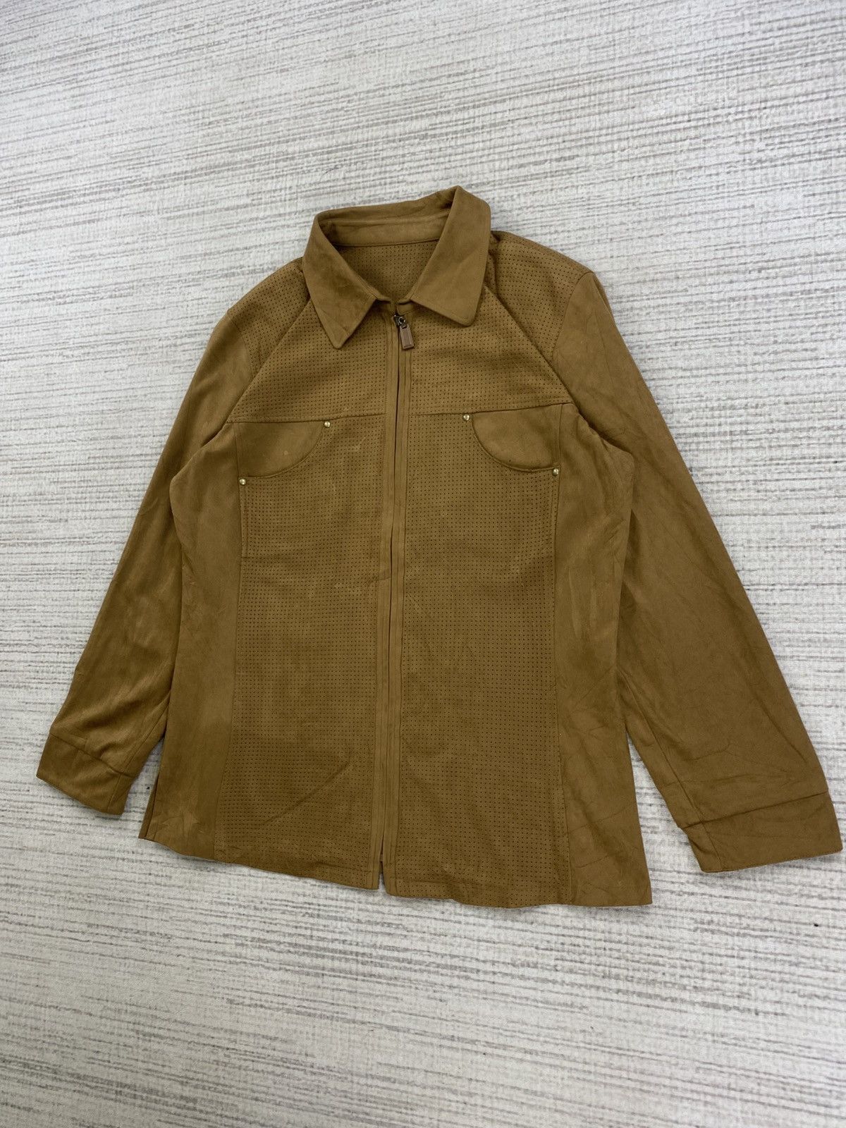 Longchamp Vintage Longchamp Artificial Suede Leather Zipper Jacket Size US M / EU 48-50 / 2 - 4 Thumbnail