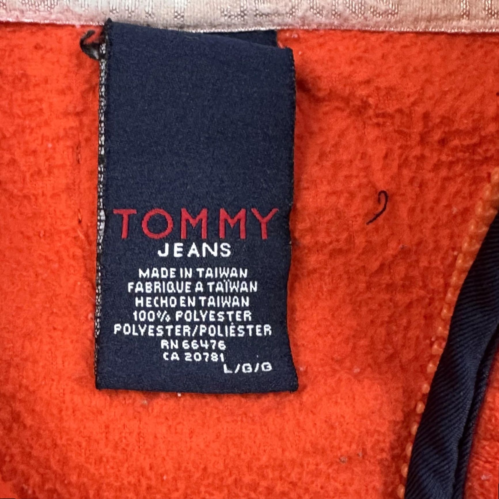 Tommy Hilfiger Tommy Jeans Vest Mens L Orange Fleece Full Zip Mock Neck Chest Pocket Logo Size 42R - 4 Thumbnail