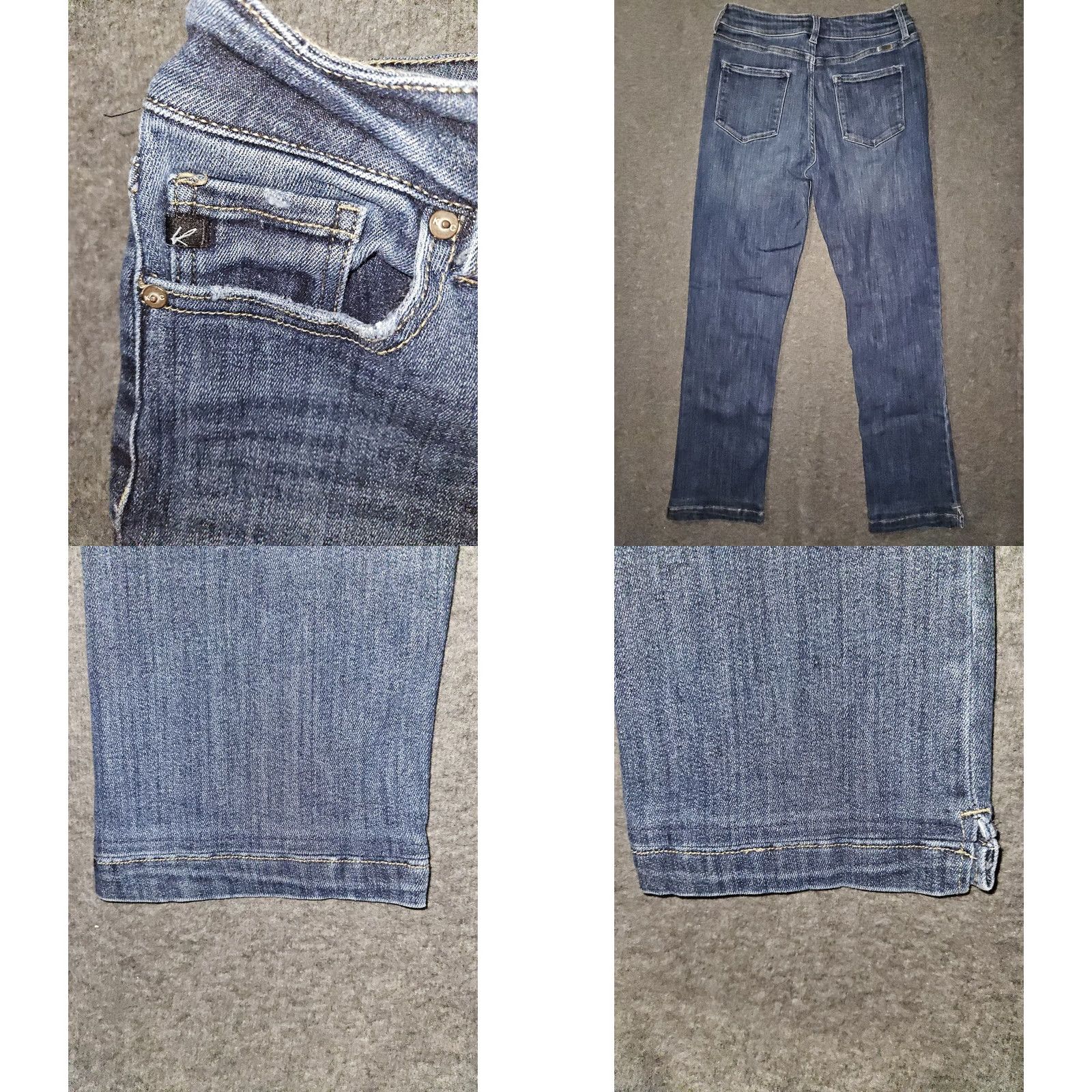 Vintage Kancan Straight Leg Jeans Women's 9 Regular Size 29 in Blue Denim Stretch Slit City Preppy HIGH RISE 27 in Inseam Mens Womens Girls Size 30" / US 8 / IT 44 - 8 Thumbnail