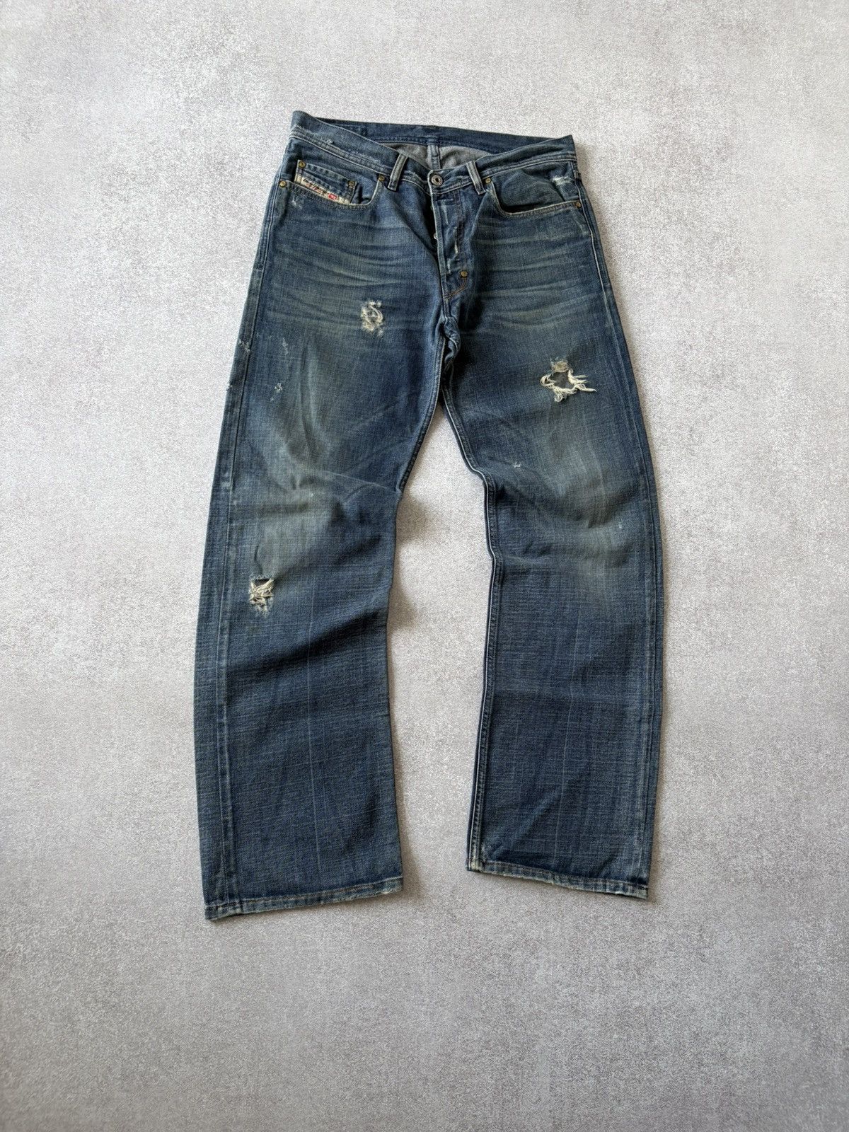 Vintage Y2K Diesel Jeans Distressed Faded Flared Wide Baggy