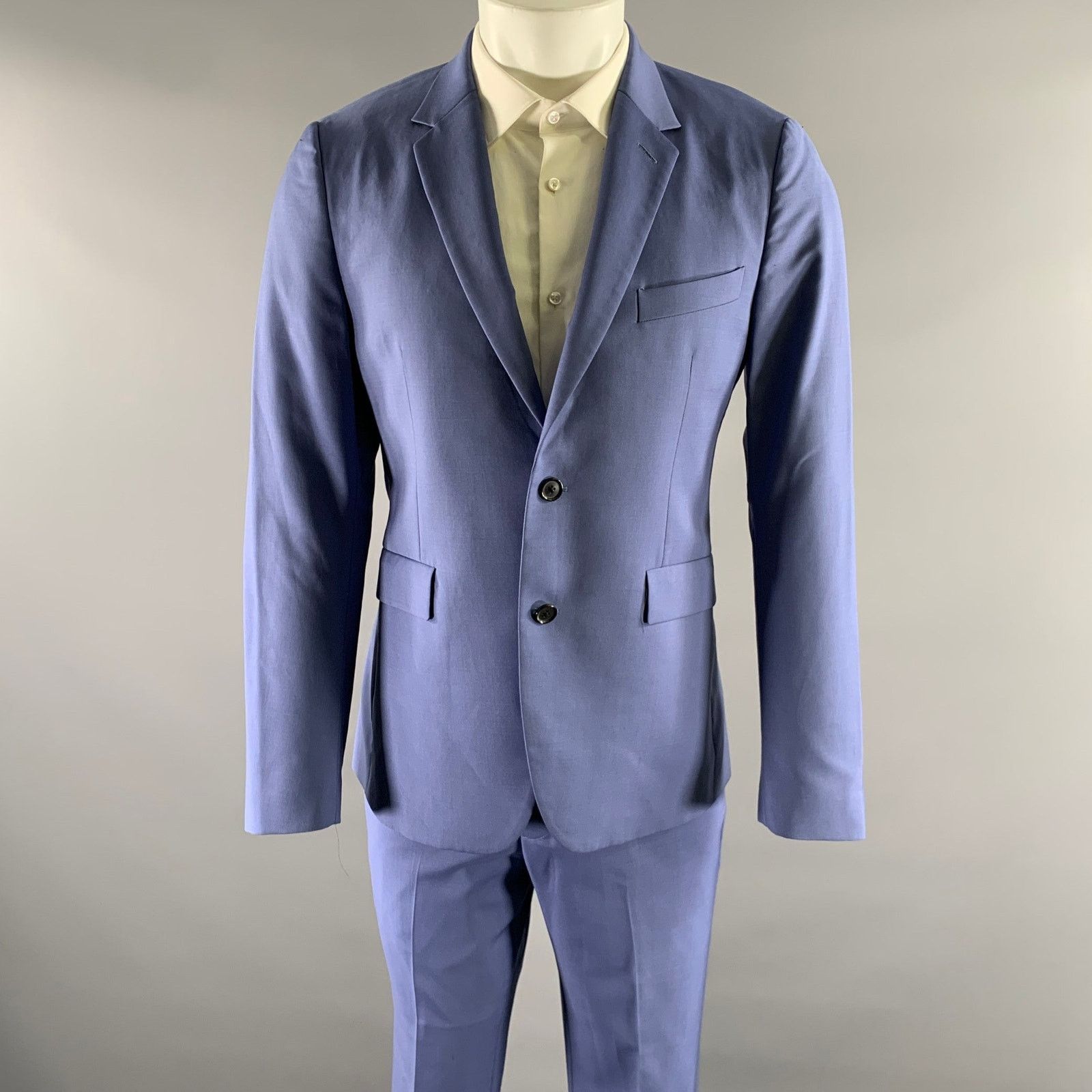 Paul Smith PAUL SMITH 38R Blue Periwinkle Wool Mohair Notch Lapel Suit Size 38R - 1 Thumbnail