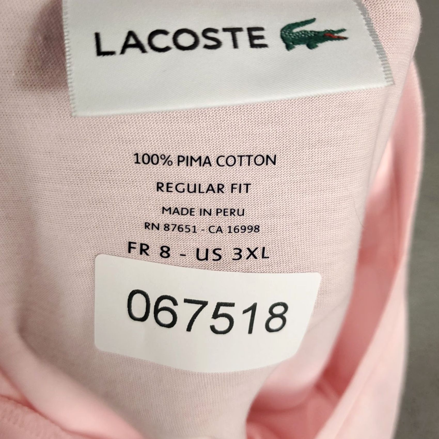 Lacoste Lacoste T-Shirt Mens 3XL Pink V-Neck Short Sleeve Casual Cotton Logo Shirt Ohrd? Size US XXL / EU 58 / 5 - 8 Thumbnail
