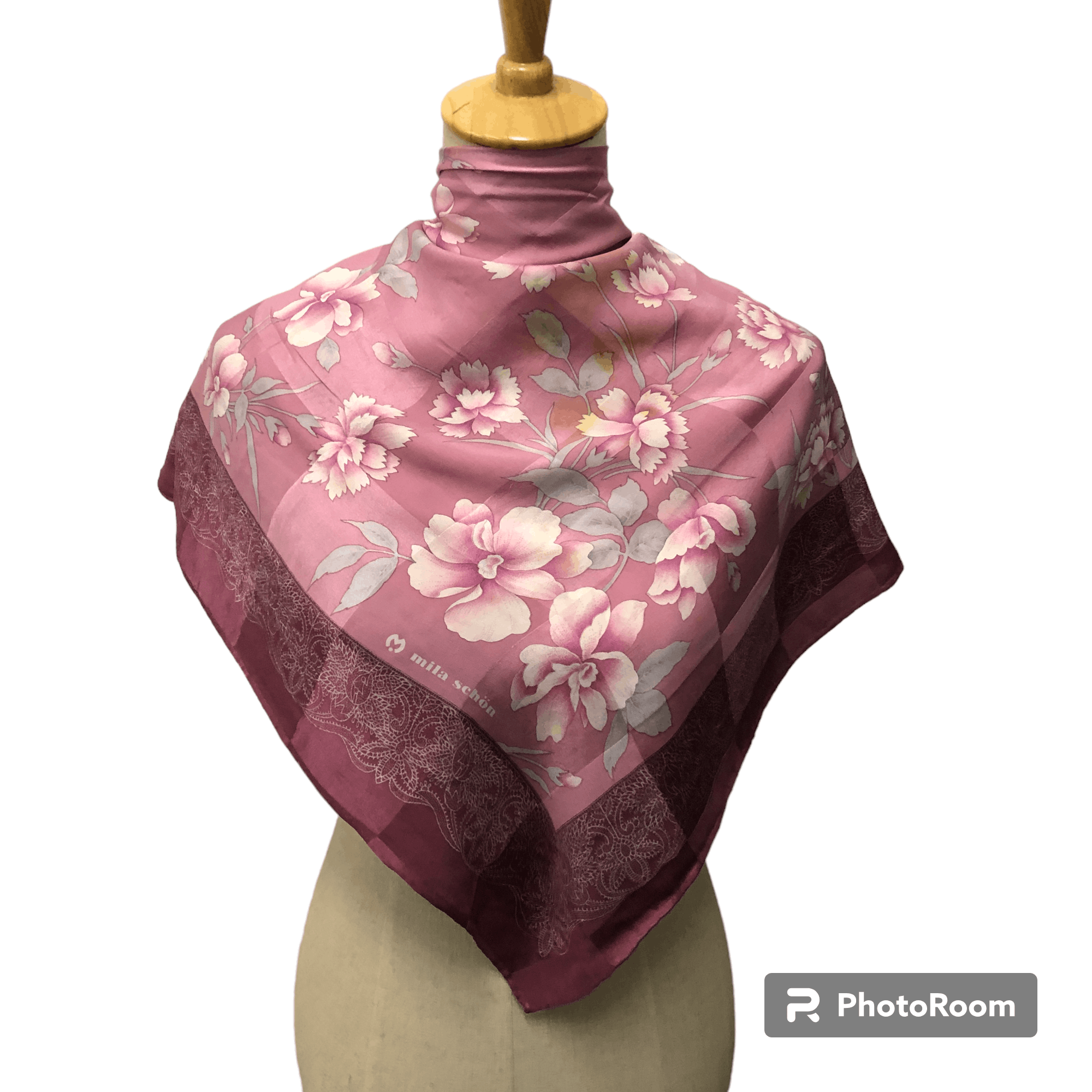 Mila Schon Mila Schon Floral Hand Rolled Silk Scarf M1054 Size ONE SIZE - 1 Thumbnail