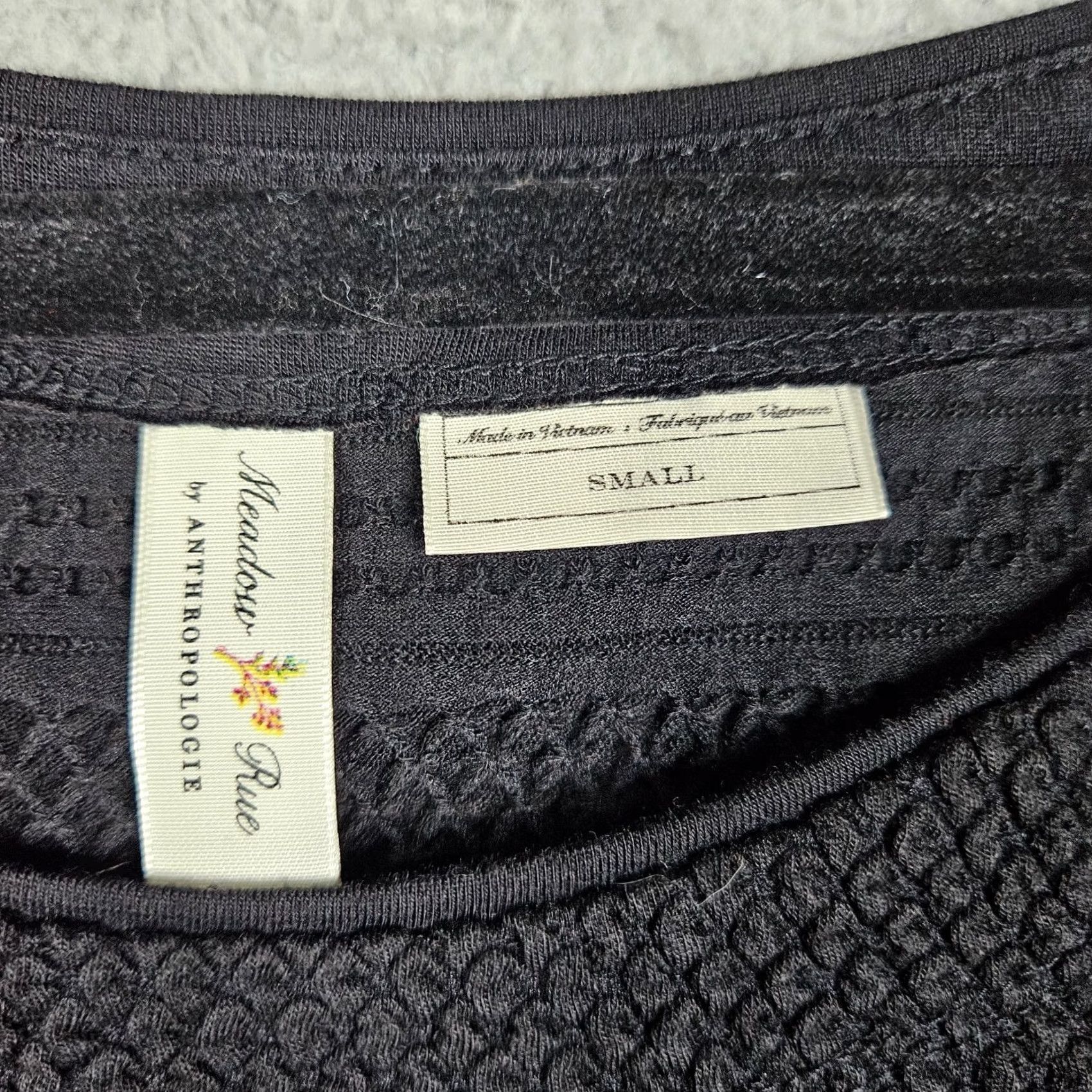 Vintage Meadow Rue By Anthropologie Women’s Stretch Textured 3/4 Sleeve Top S Black Pants? Size S / US 4 / IT 40 - 4 Thumbnail
