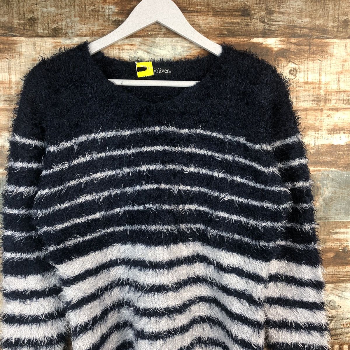 Homespun Knitwear DL Enjoliver Blue Stripe Mohair shaggy Knitwear #C029 Size US M / EU 48-50 / 2 - 5 Thumbnail