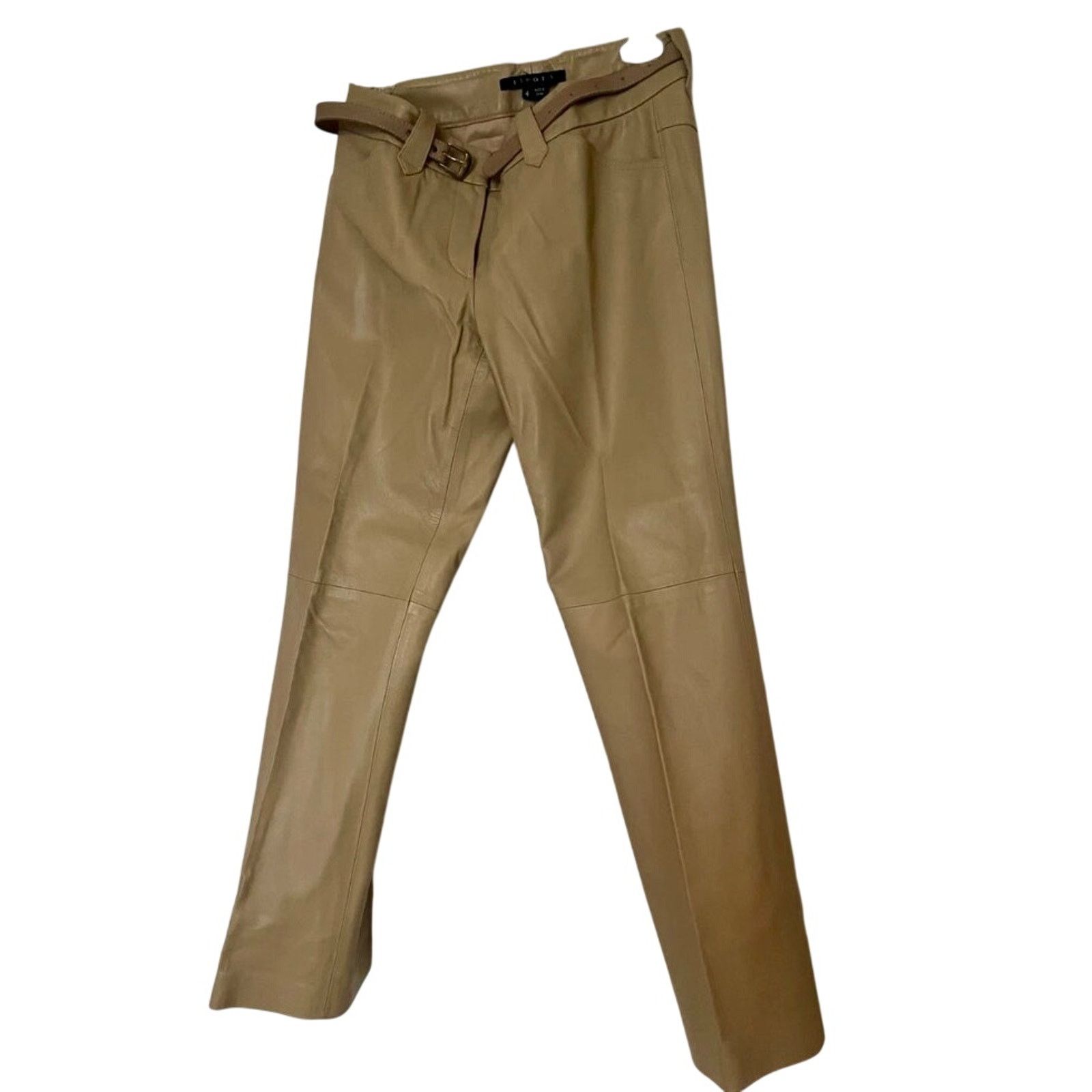 Theory Theory Tailored Tan Leather Pants Fully Lined Belted Luxury Size 27" / US 4 / IT 40 - 2 Thumbnail