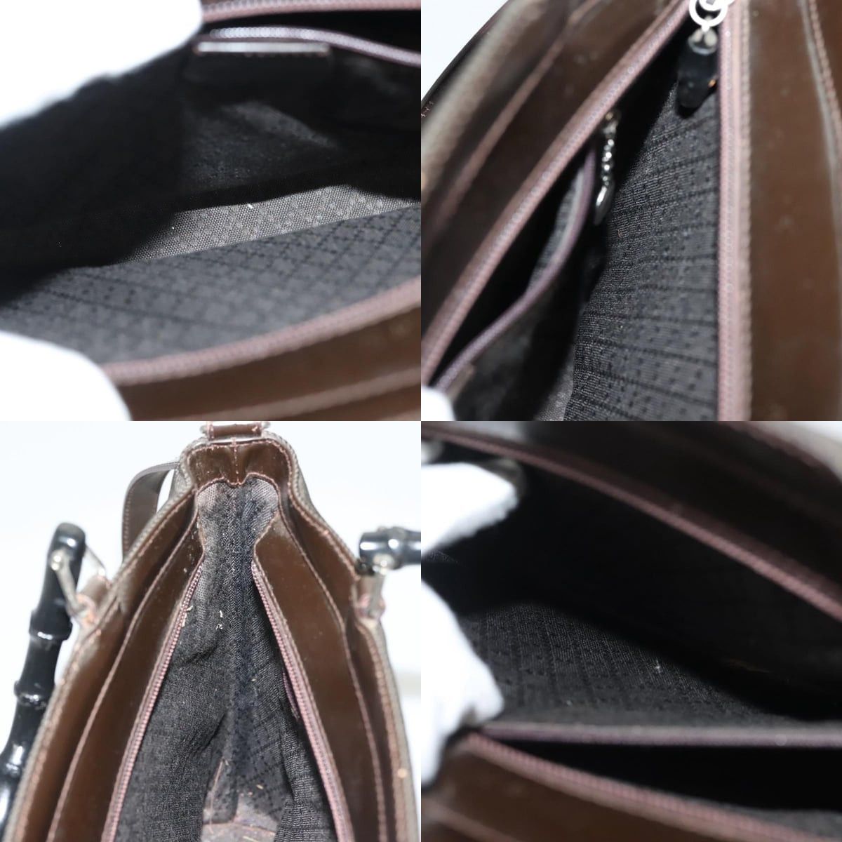 Gucci GUCCI Bamboo Handbag Nylon Leather Brown Silver 000 1998 Size ONE SIZE - 12 Thumbnail
