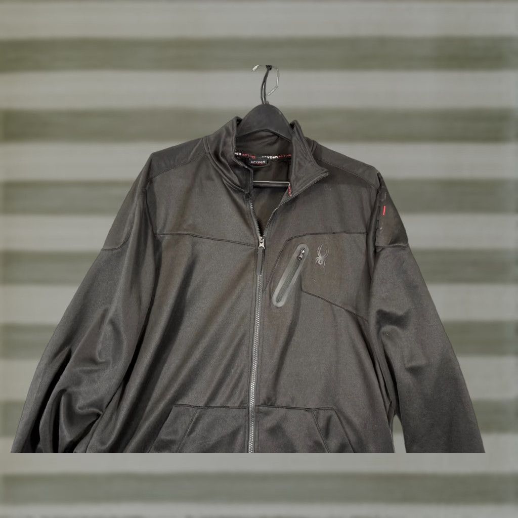 Spyder Spyder Track Jacket Mens L Black Full Zip Mock Neck Performance Activewear Outdoor Size US L / EU 52-54 / 3 - 1 Thumbnail
