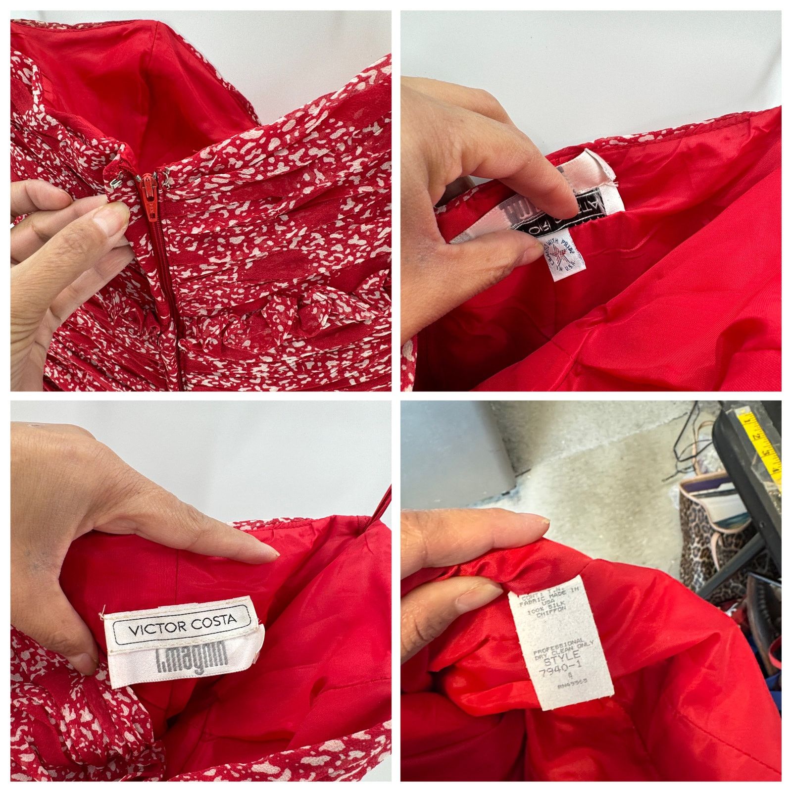 Other Vintage Victor Costs silk dress size S/XS strapless bodice Size XS / US 0-2 / IT 36-38 - 14 Thumbnail