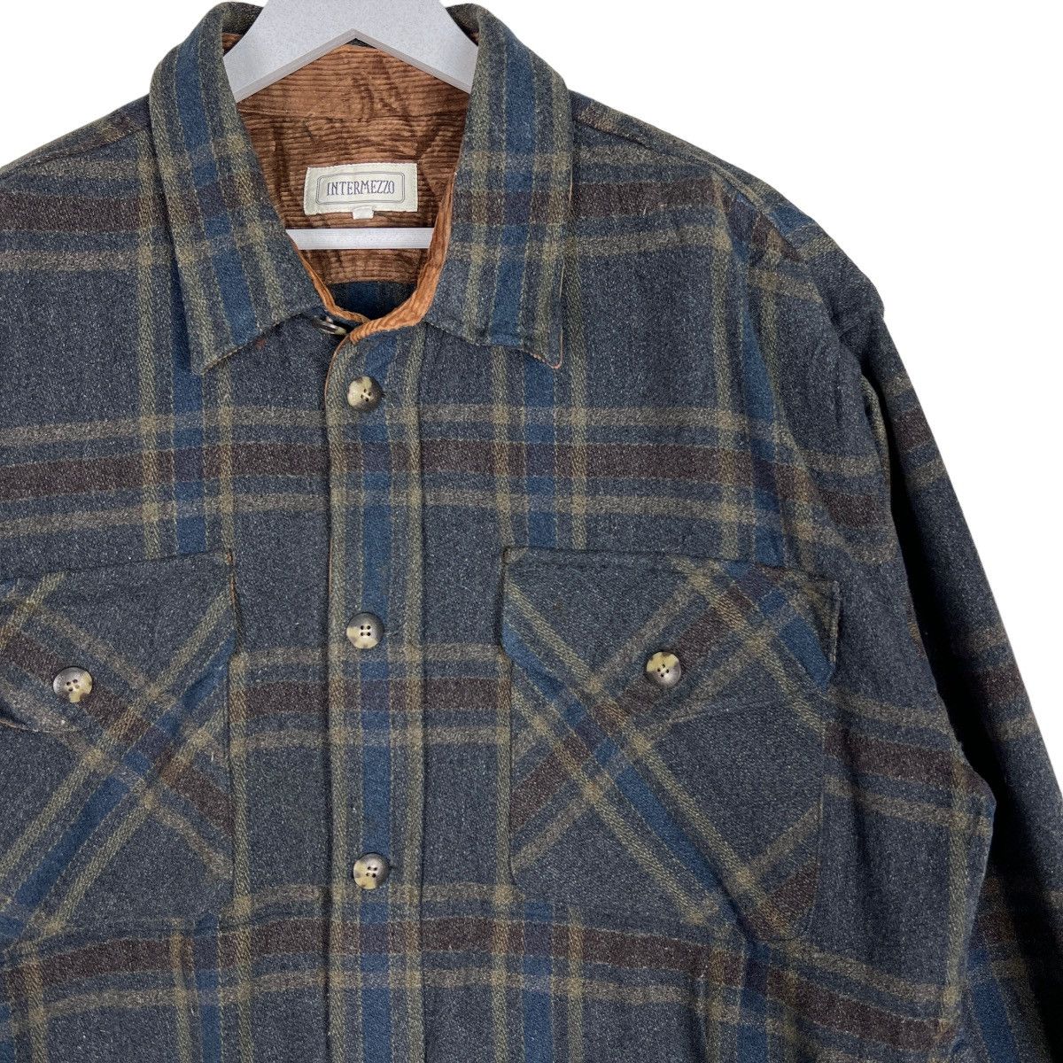 Issey Miyake 🔥 VINTAGE INTERMEZZO WOOL PLAID SHADOWS CPO JACKET Size US L / EU 52-54 / 3 - 6 Thumbnail