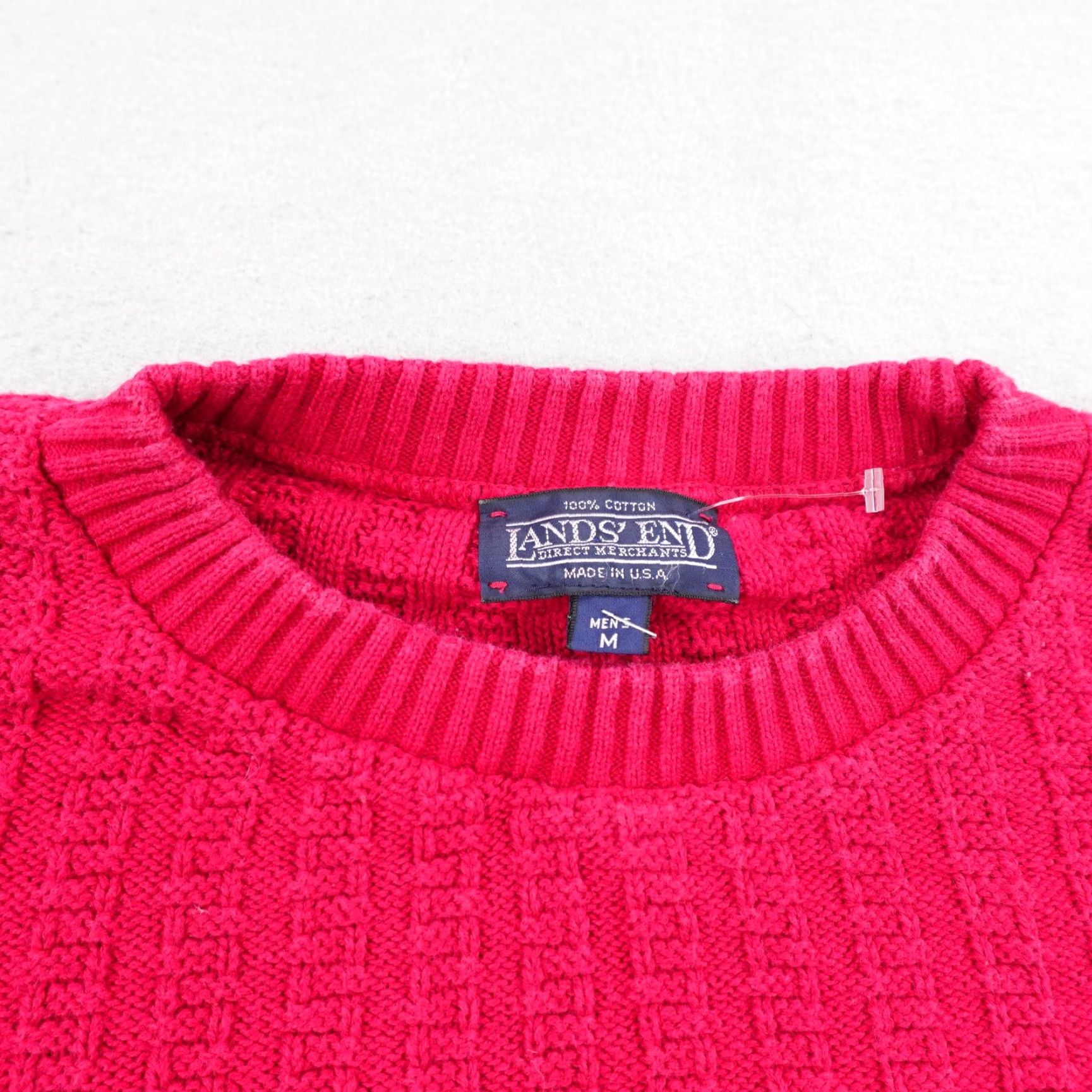 Lands' End VINTAGE Lands' End Sweater Shirt Men M Pink Textured Knit Pullover Crew Neck 90s USA Mens Size US M / EU 48-50 / 2 - 2 Thumbnail