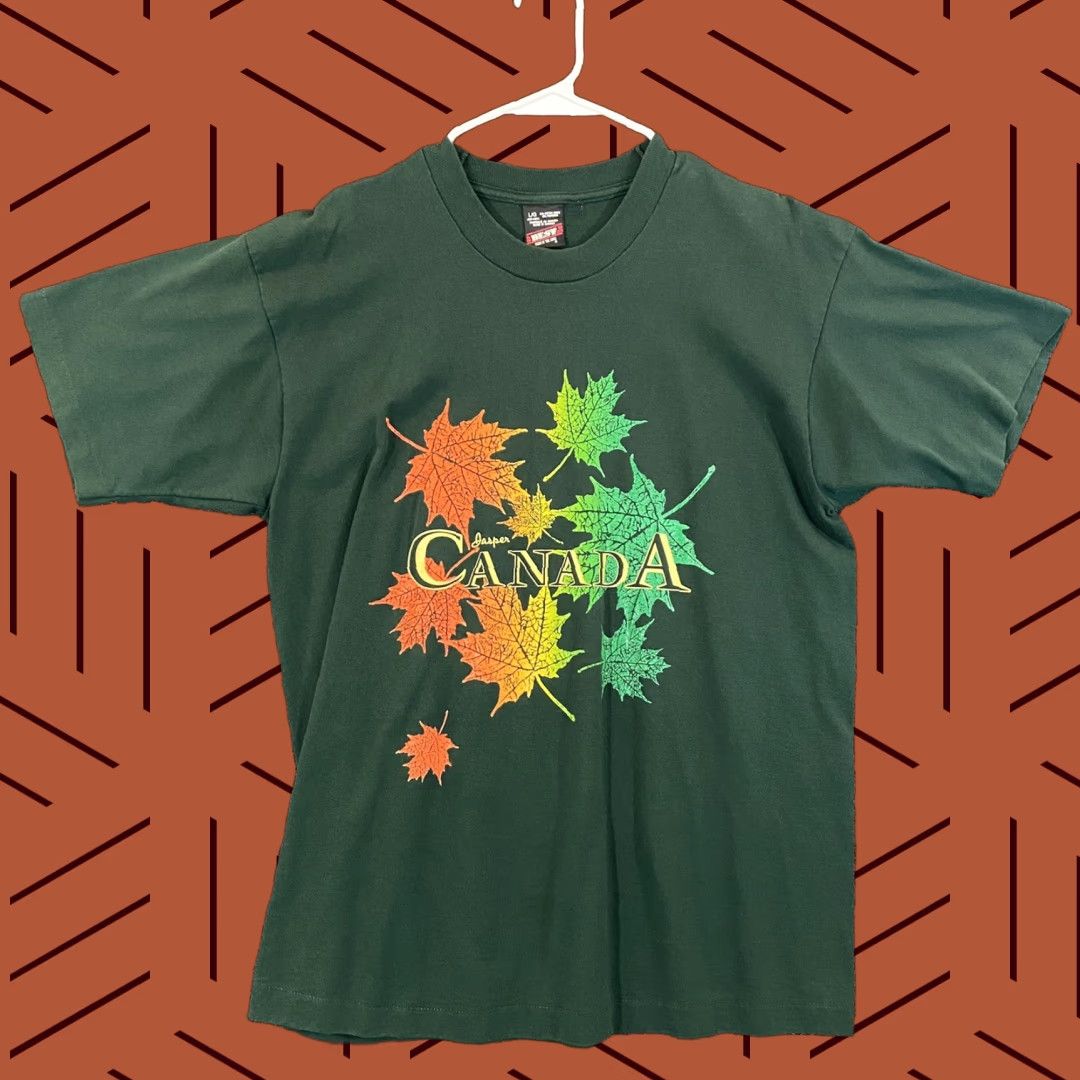 Fruit Of The Loom VINTAGE Fruit of the Loom CANADA Shirt Men Large Green Jasper Graphic Tee 90s USA Leaf Mens Large Green 90s Theme Size US L / EU 52-54 / 3 - 1 Thumbnail