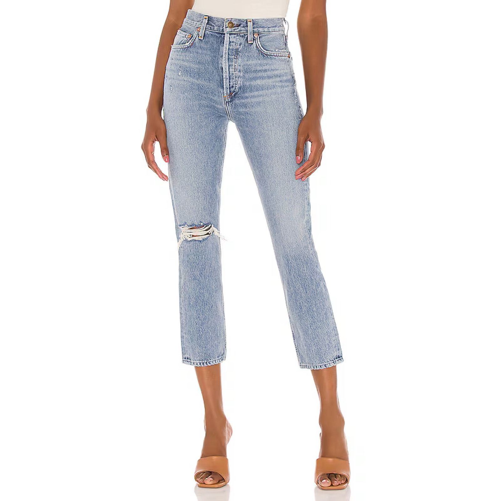 Agolde AGOLDE Riley High Rise Straight Crop Jean Endeavor Wash Size 25" / US 0 / IT 36 - 1 Thumbnail