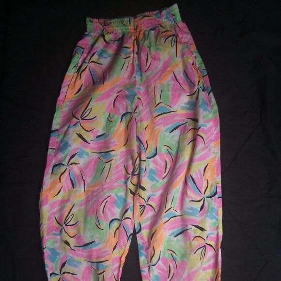 Vintage Vintage Outrageous Design Neon Abstract Beach Sweat Pants Size US 32 / EU 48 - 2 Thumbnail