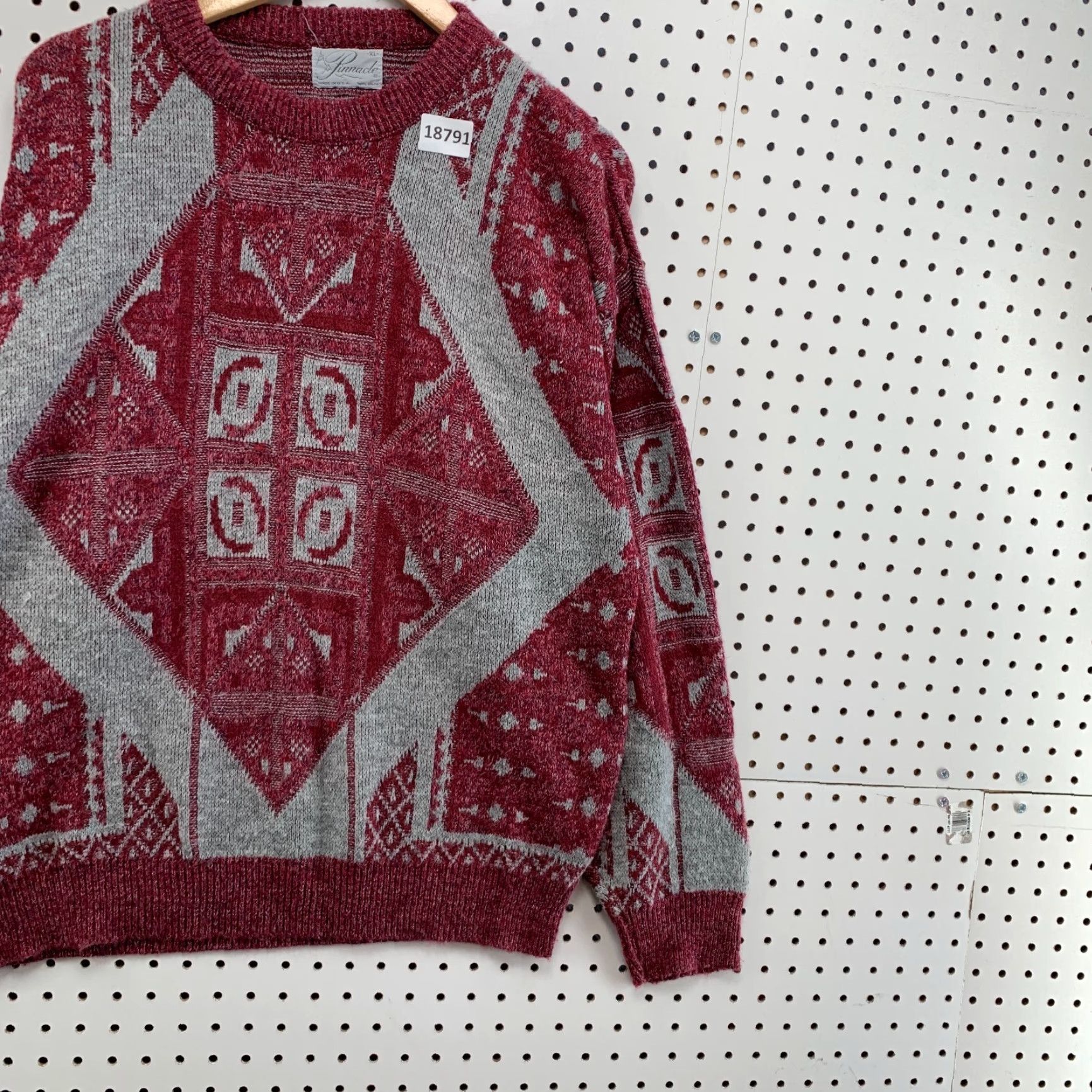 Vintage VINTAGE Pinnacle Knit Sweater Men XL Gray USA MADE Pullover Crew Neck Argyle/Diamond Knit Classic Size US XL / EU 56 / 4 - 4 Thumbnail