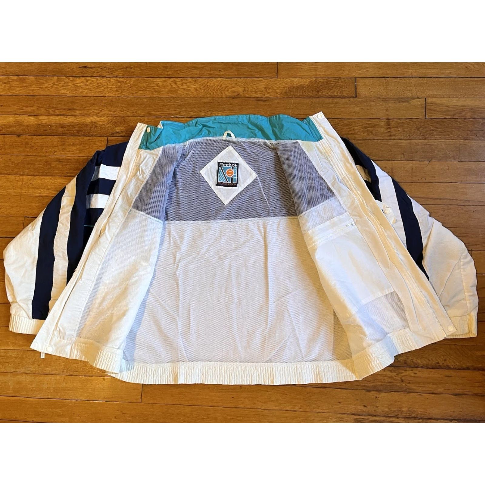 Reebok VINTAGE Reebok Tennis Courts In Session Jacket Men’s XXL White Blue Stripe 90s Size US XXL / EU 58 / 5 - 4 Thumbnail