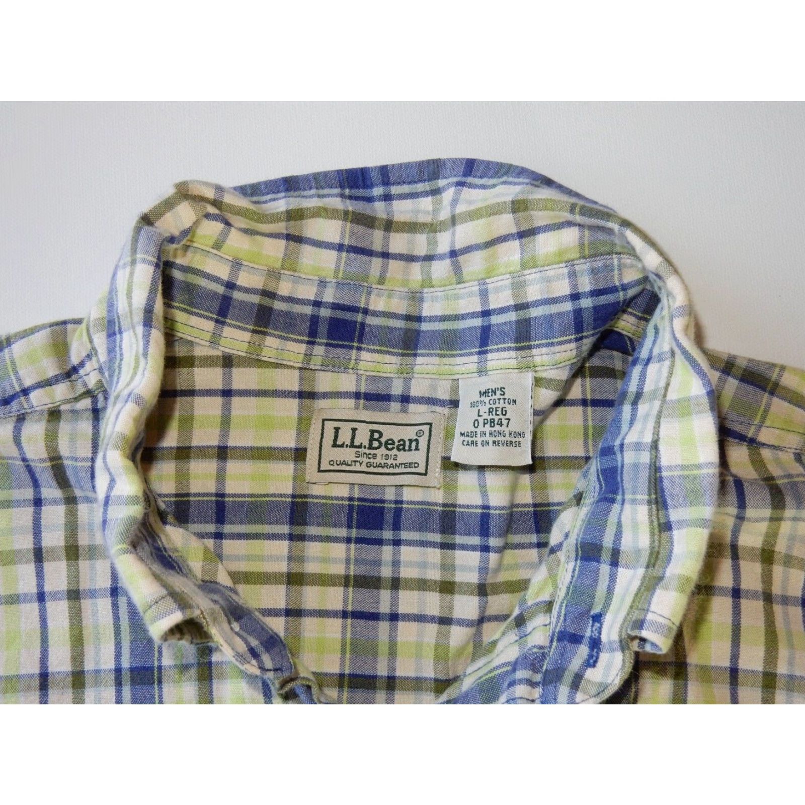 Vintage L.L. Bean Long Sleeve Button Front Plaid Shirt Adult Large Ivory Blue Green Mens Size US L / EU 52-54 / 3 - 3 Thumbnail