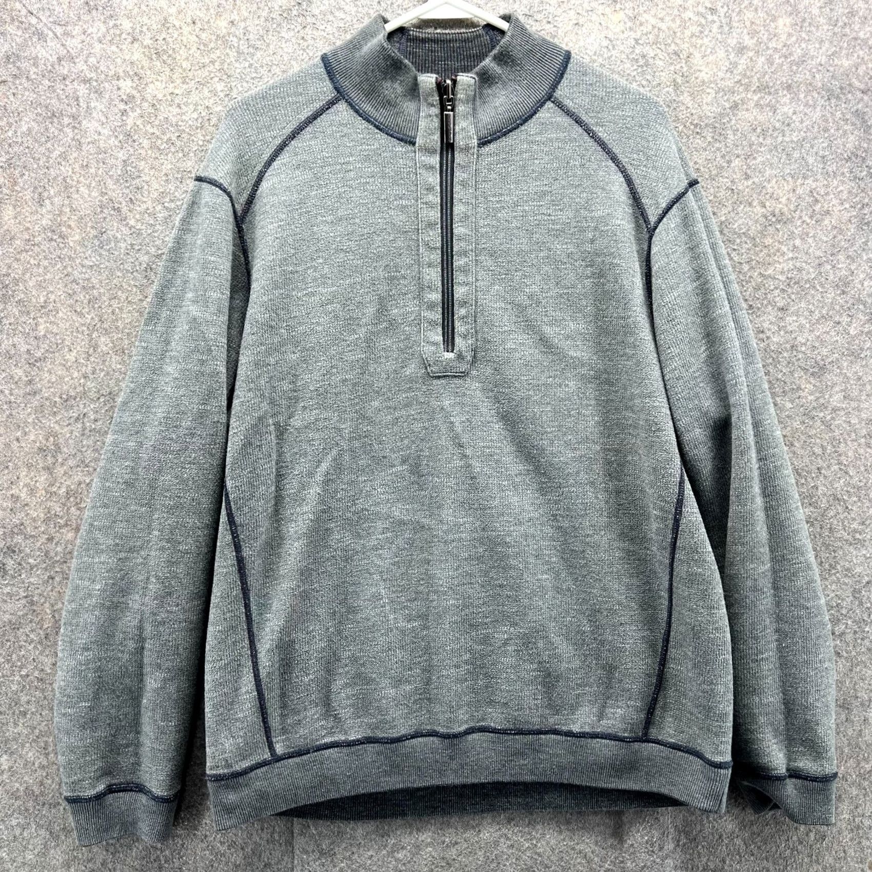 Tommy Bahama VINTAGE Tommy Bahama Sweater Mens XL Grey Pullover 1/4 Zip Reversible Fleece Jacket Polo Style Size US XL / EU 56 / 4 - 3 Thumbnail