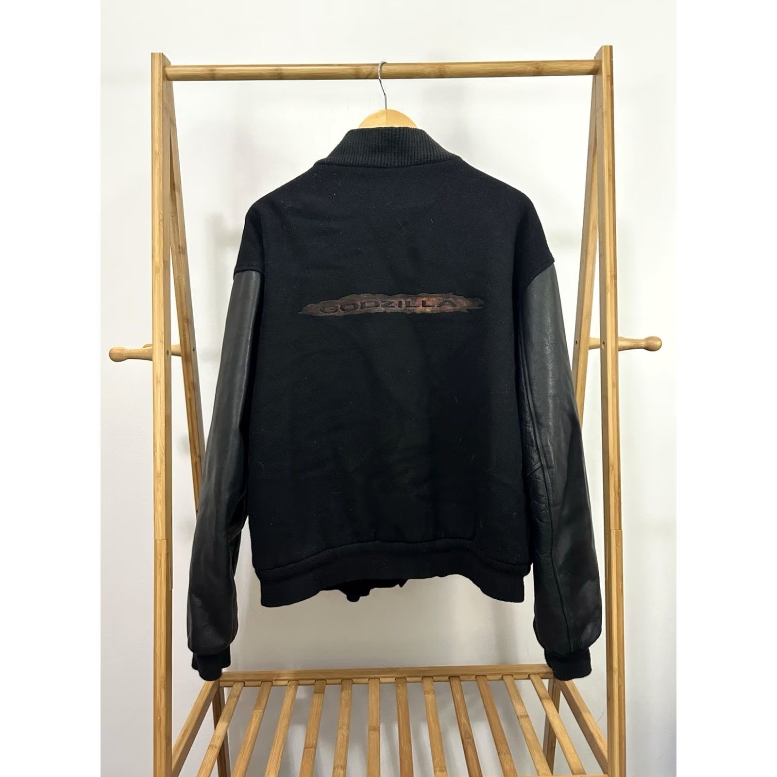 Vintage VTG Godzilla Hershey's 1998 Movie Promo Bomber Wool Leather Black Jacket XL Mens Size US XL / EU 56 / 4 - 2 Thumbnail