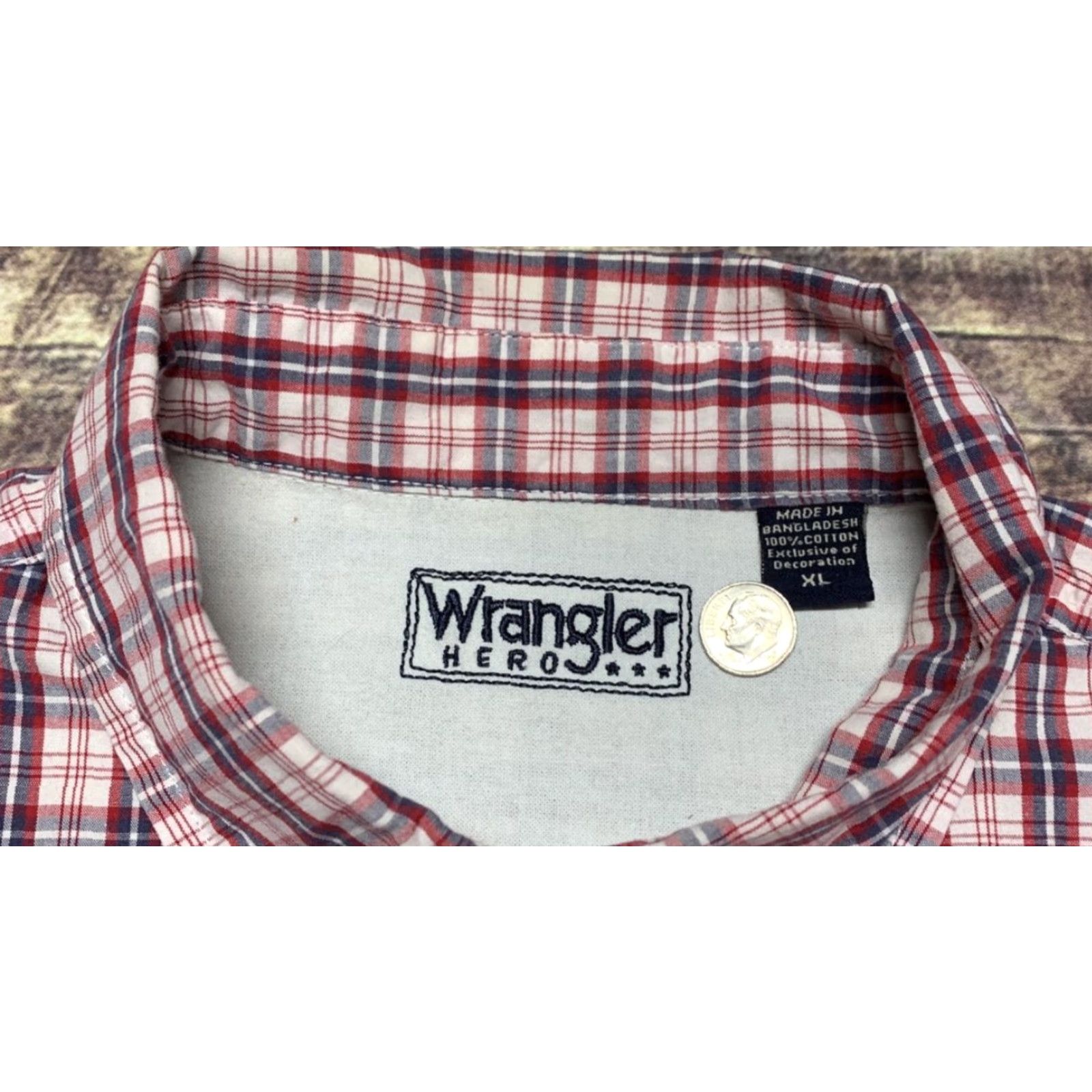 Wrangler Wrangler Shirt Mens XL Short Sleeve Plaid Button Up Western Red Pink White Size US XL / EU 56 / 4 - 2 Thumbnail