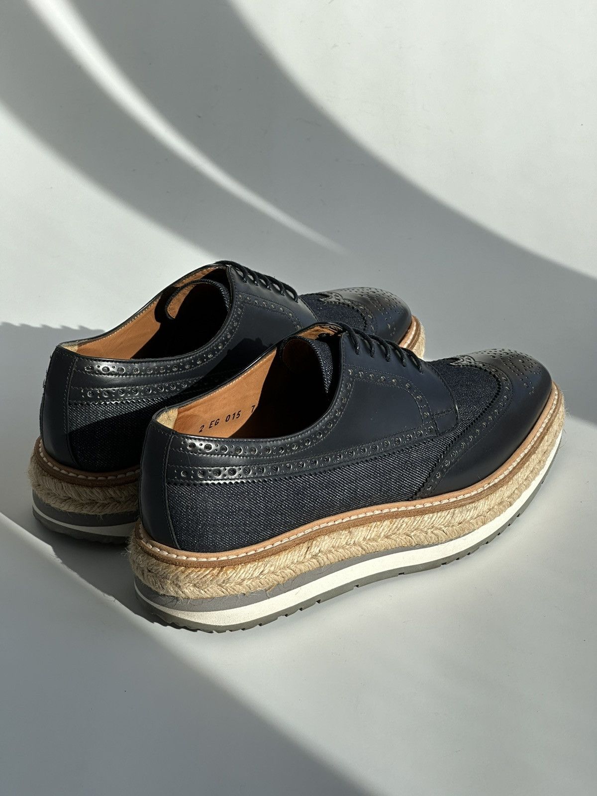 Prada PRADA 2015 Denim Platform Brogues Shoes 2EG015 runway punk Size US 9 / EU 42 - 11 Thumbnail
